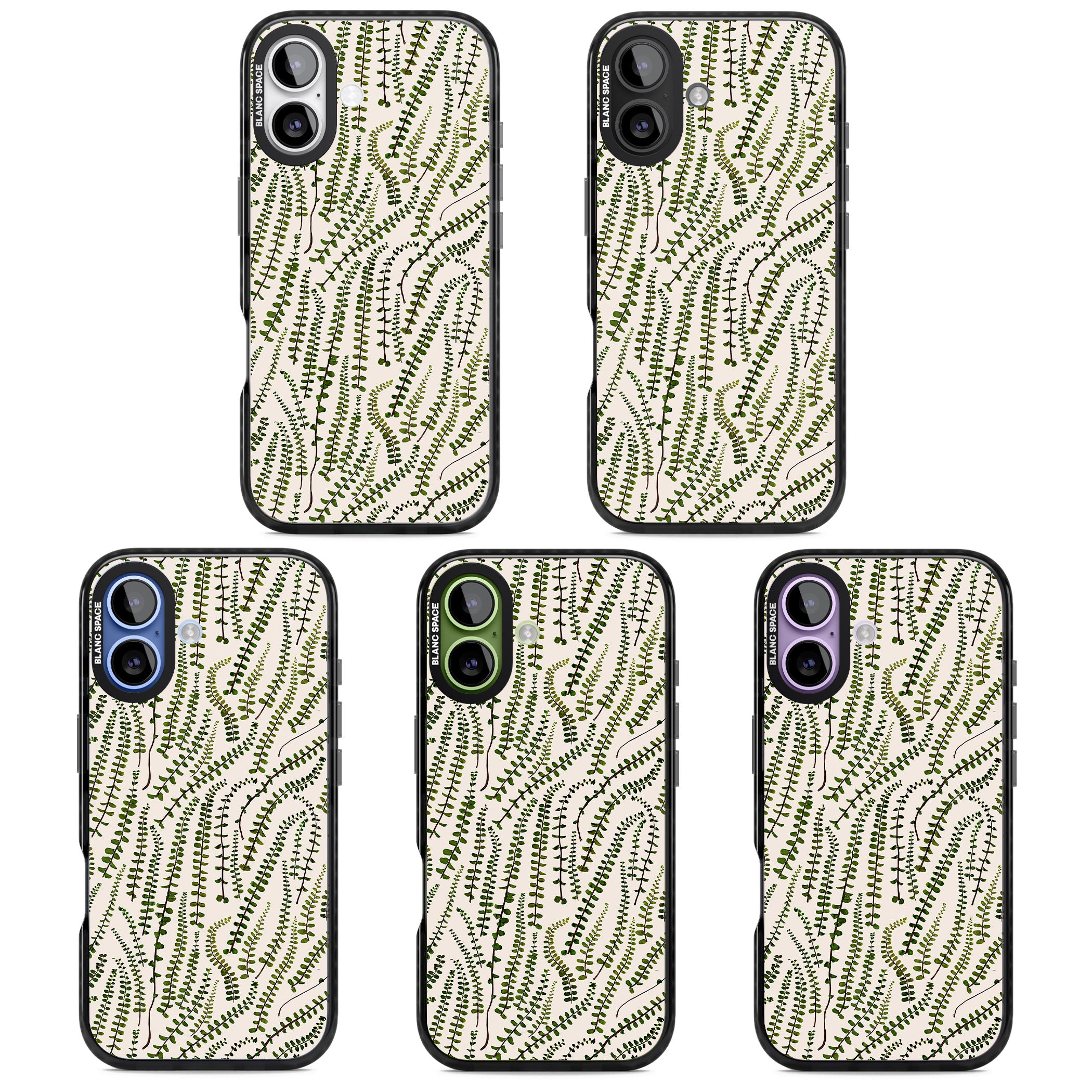 Fern Leaf Pattern iPhone 17 Impact Pro Black Phone Case APT Impact Protection