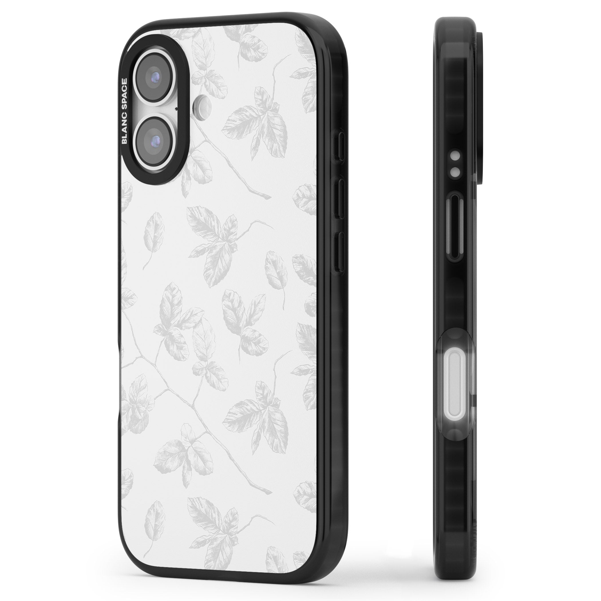 Grey Vine Botanical iPhone 17 Impact Pro Black Phone Case Side Profile