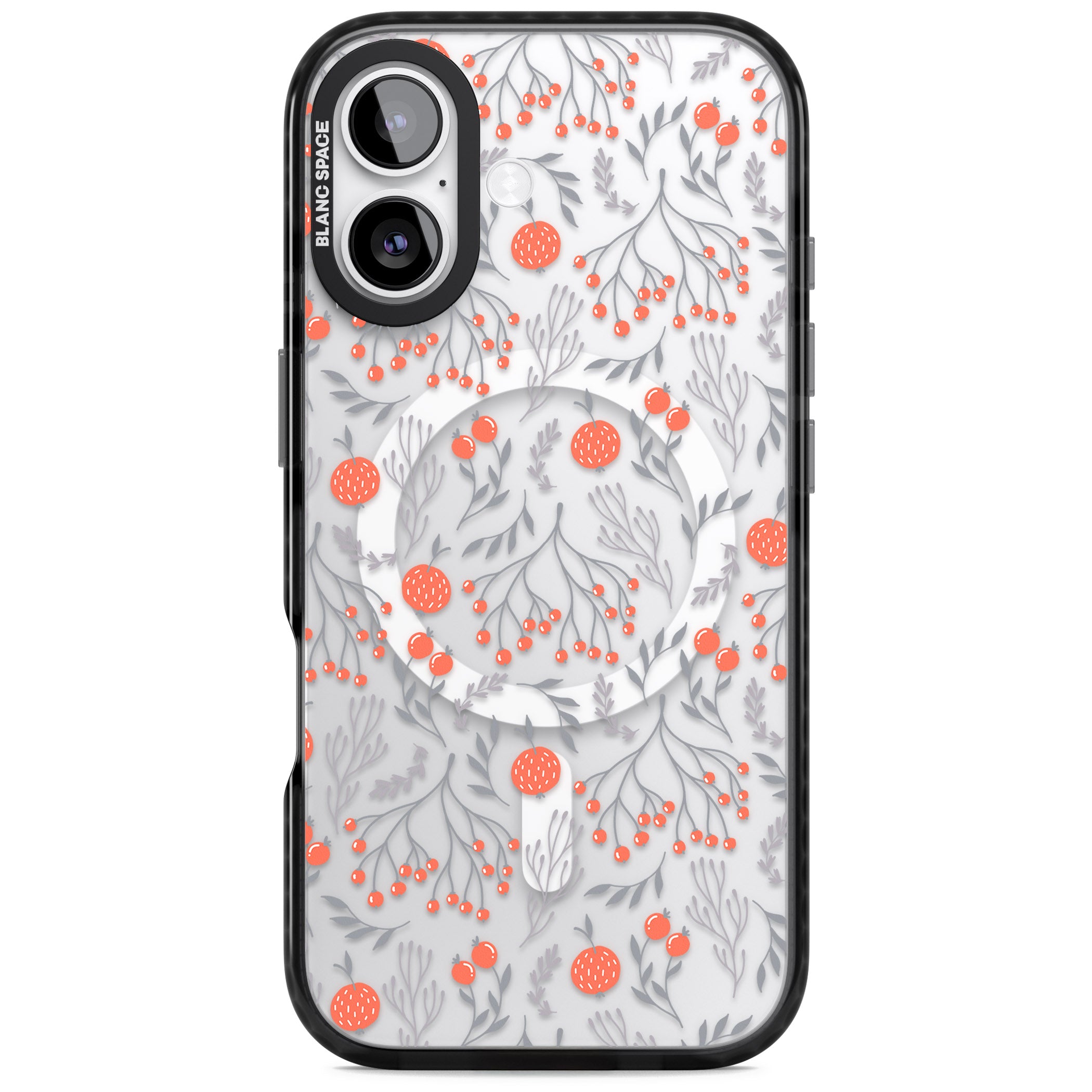 Red Fruits Floral iPhone 17 Impact Pro Black Phone Case