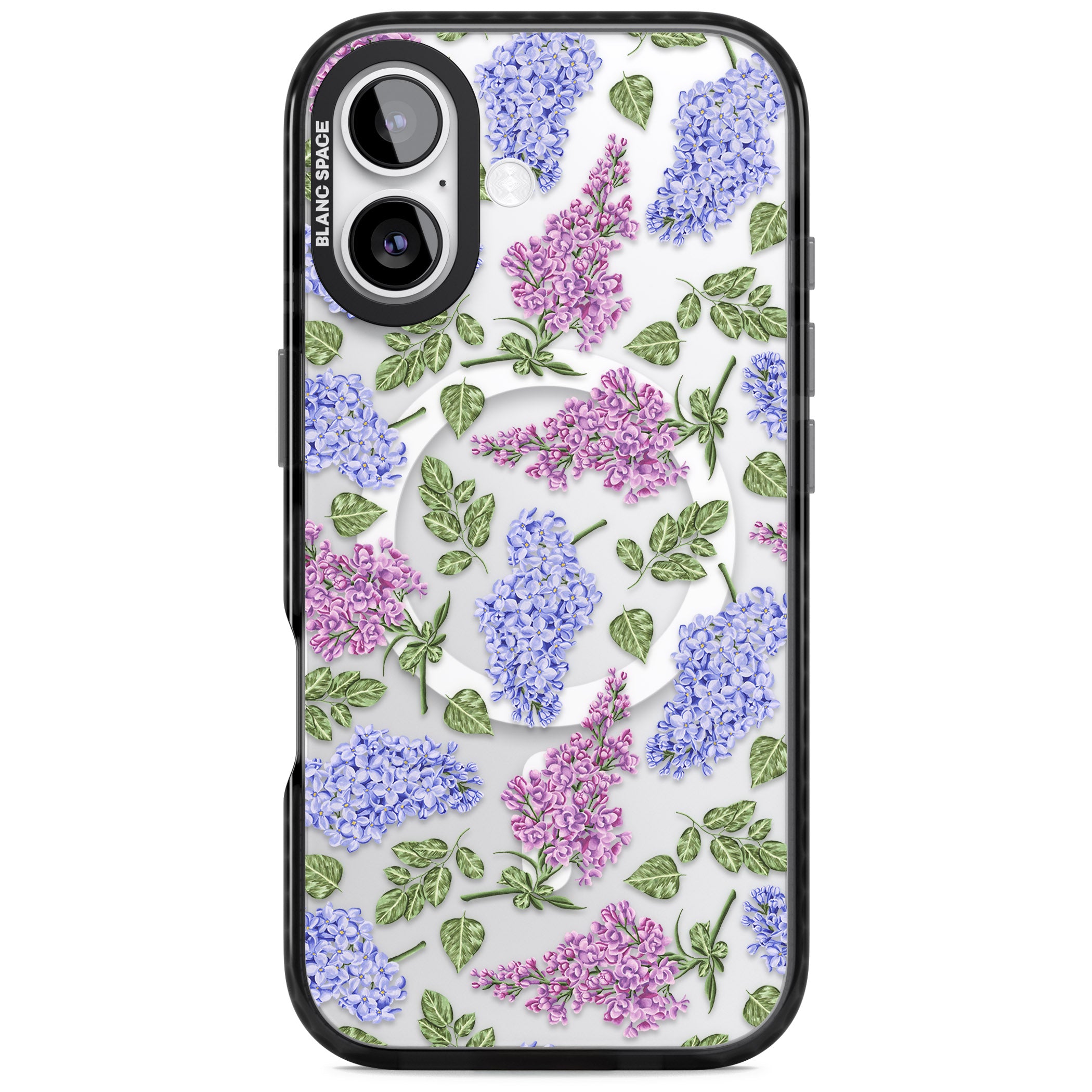 Purple Blossoms Transparent Floral iPhone 17 Impact Pro Black Phone Case