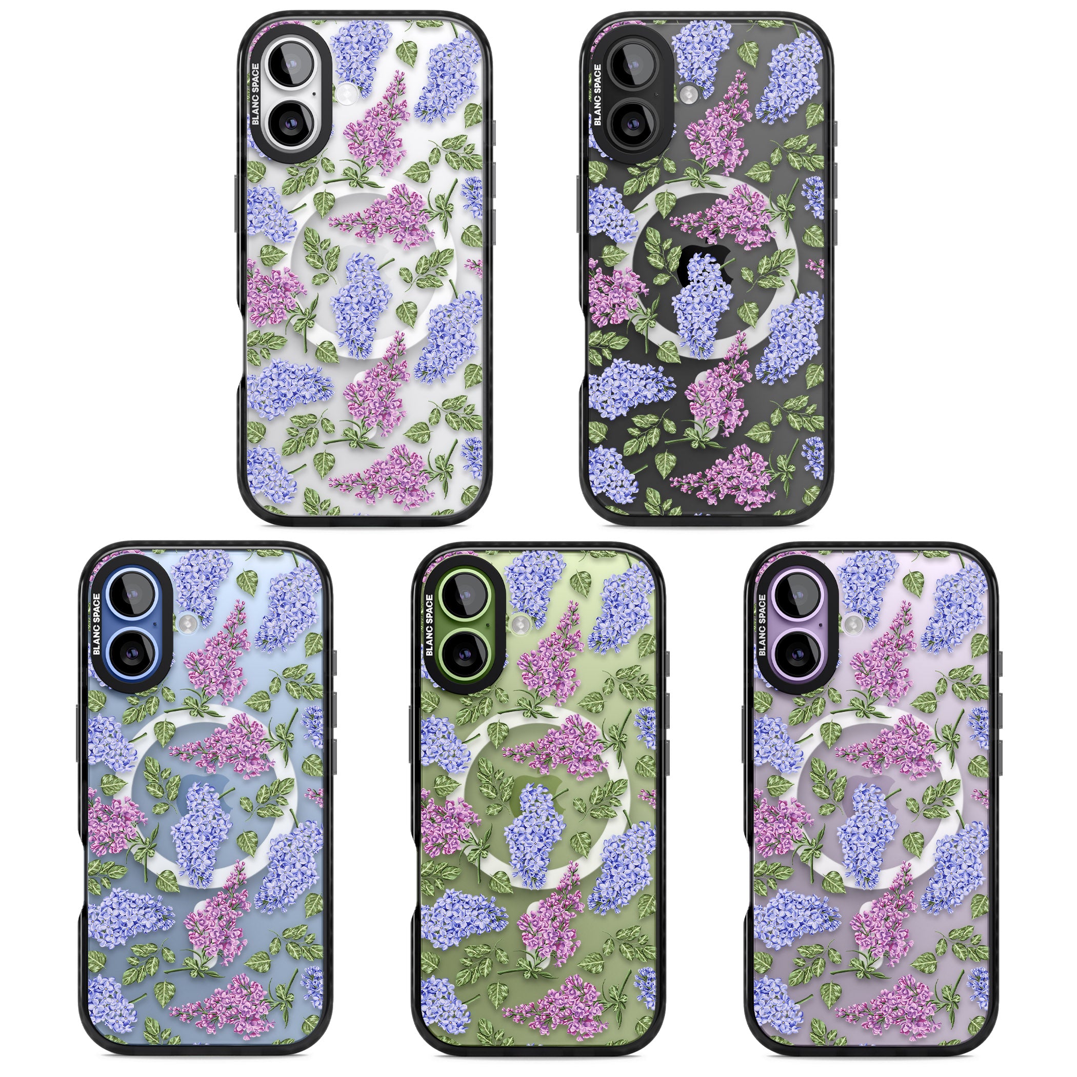 Purple Blossoms Transparent Floral iPhone 17 Impact Pro Black Phone Case APT Impact Protection