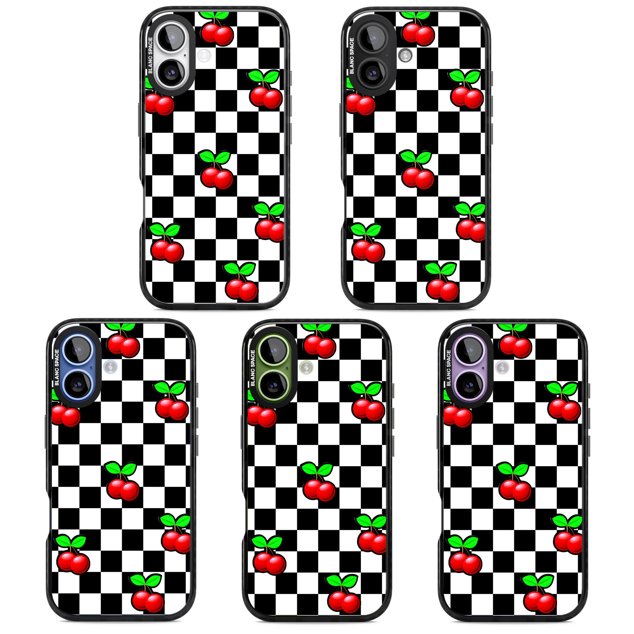 Checkered Cherry iPhone 17 Impact Pro Black Phone Case APT Impact Protection
