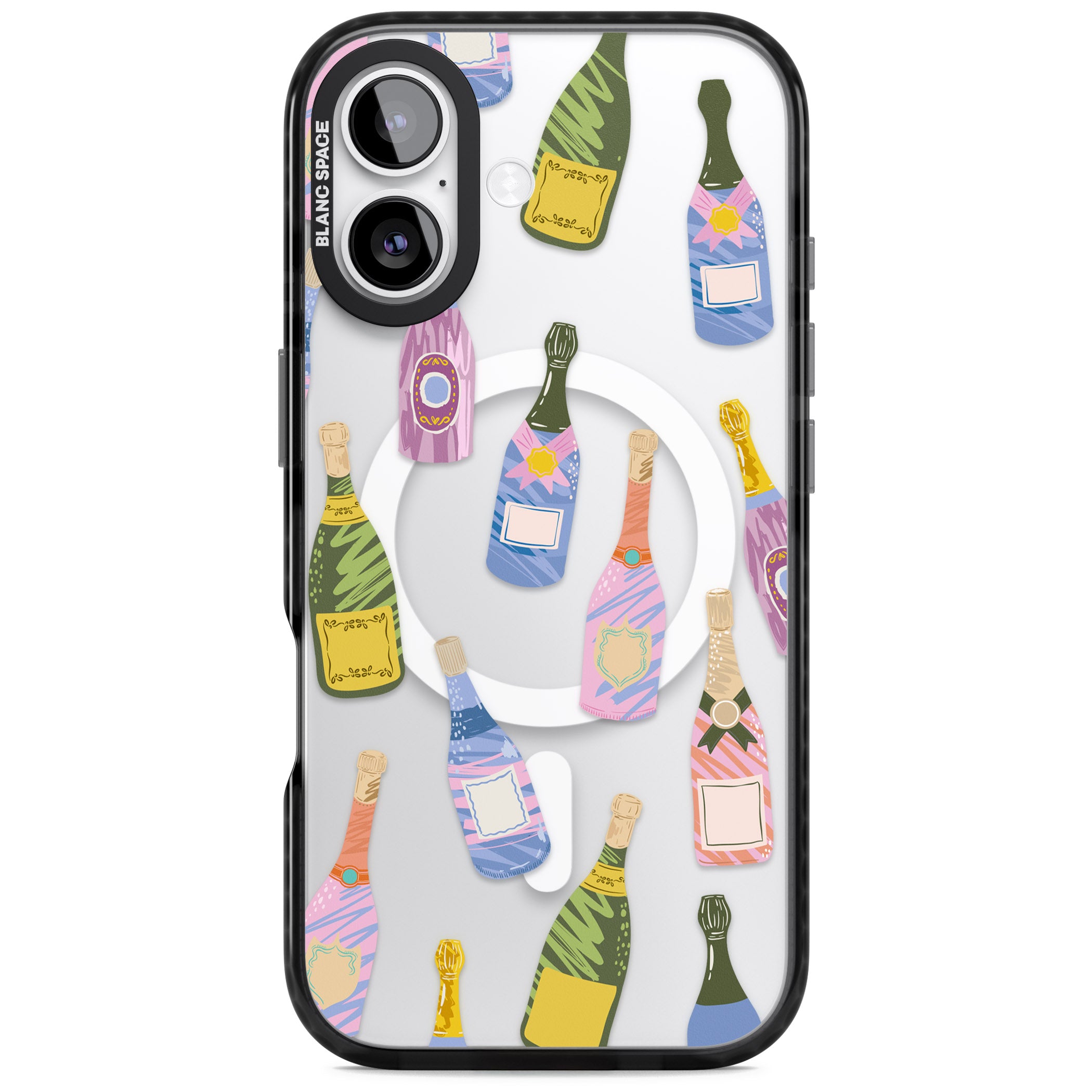 Champagne Pattern iPhone 17 Impact Pro Black Phone Case