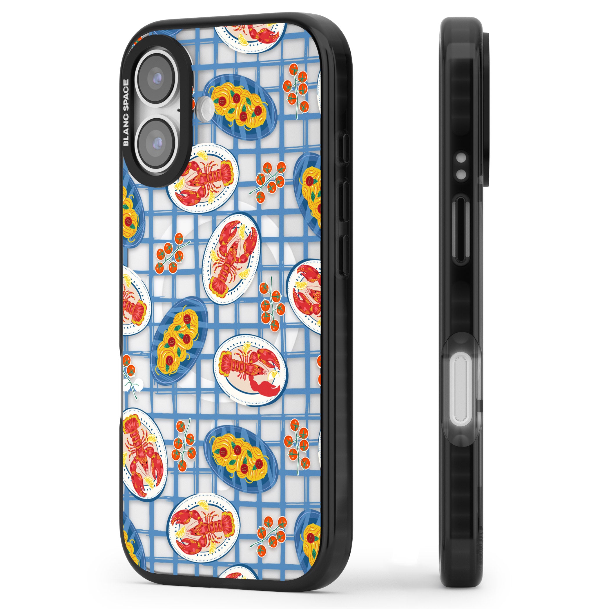 Lobster & Pasta Picnic iPhone 17 Impact Pro Black Phone Case Side Profile