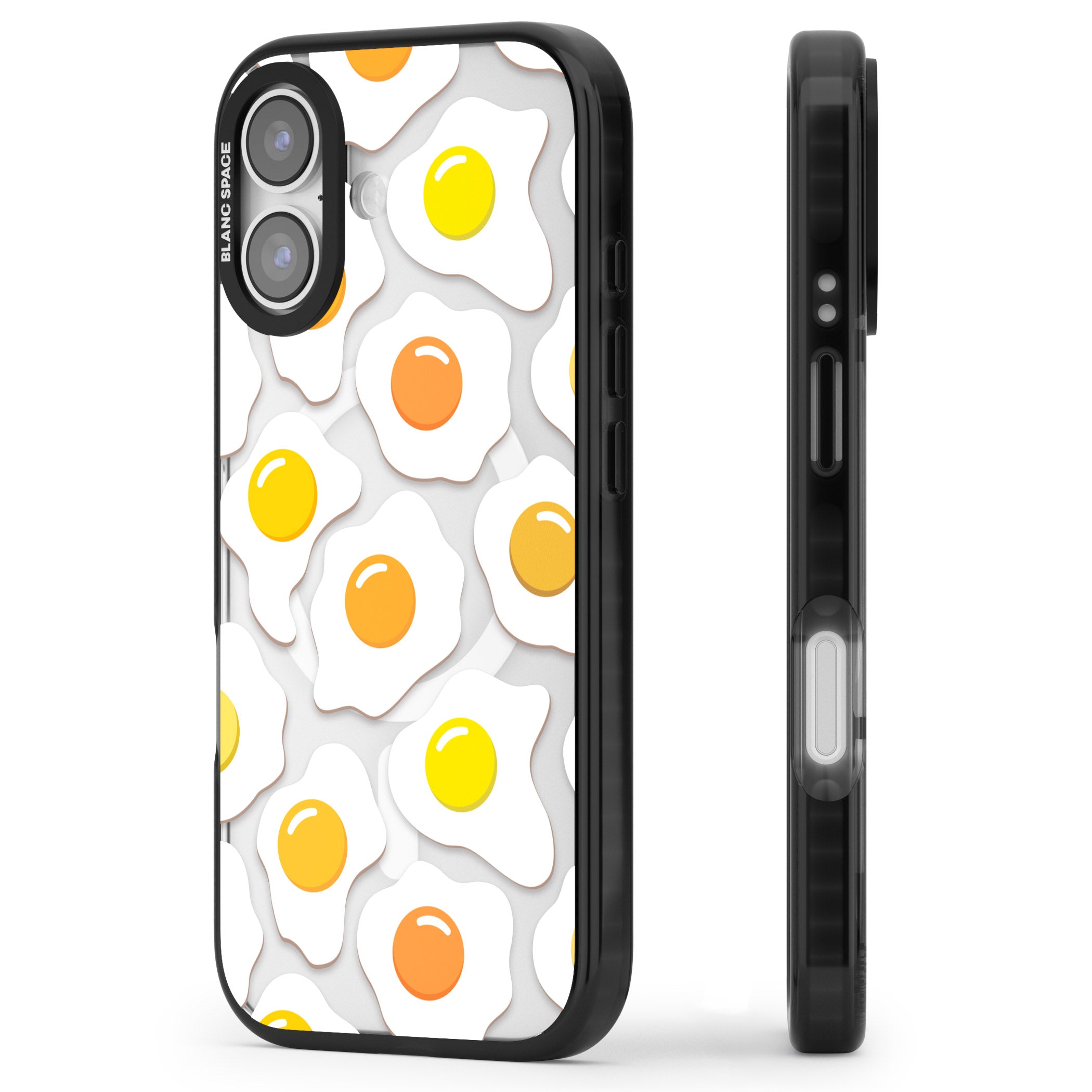 Fried Egg Pattern iPhone 17 Impact Pro Black Phone Case Side Profile