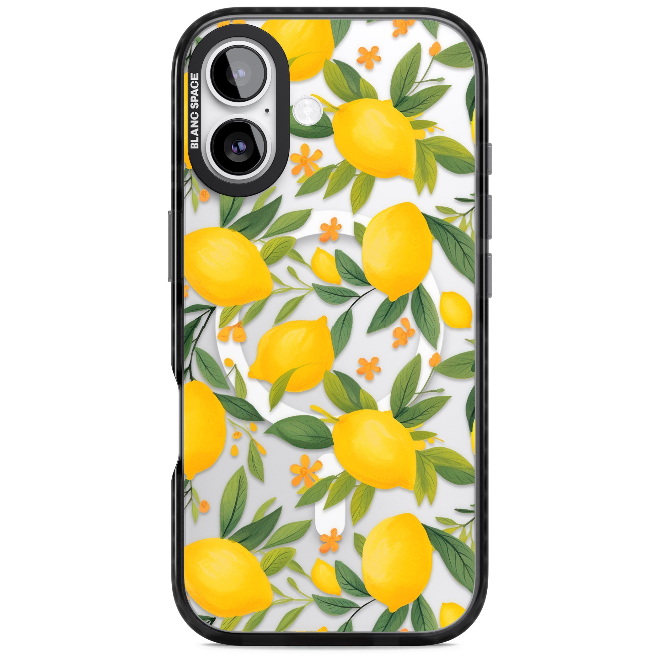 Lemon Pattern iPhone 17 Impact Pro Black Phone Case