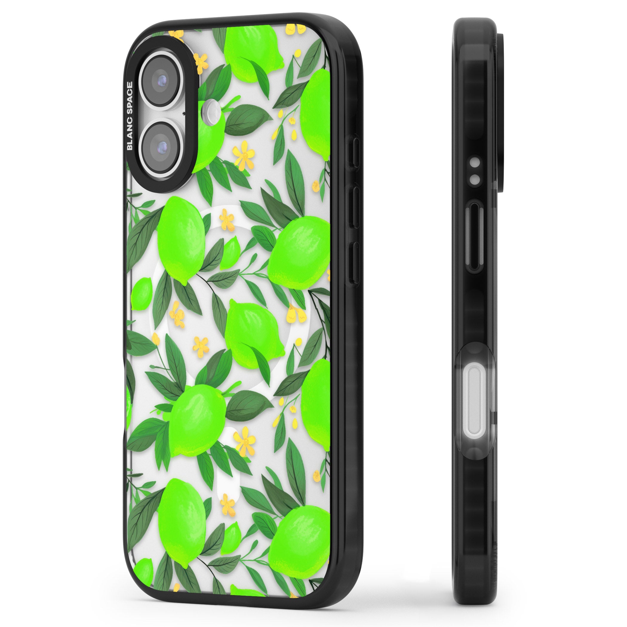 Lime Pattern iPhone 17 Impact Pro Black Phone Case Side Profile