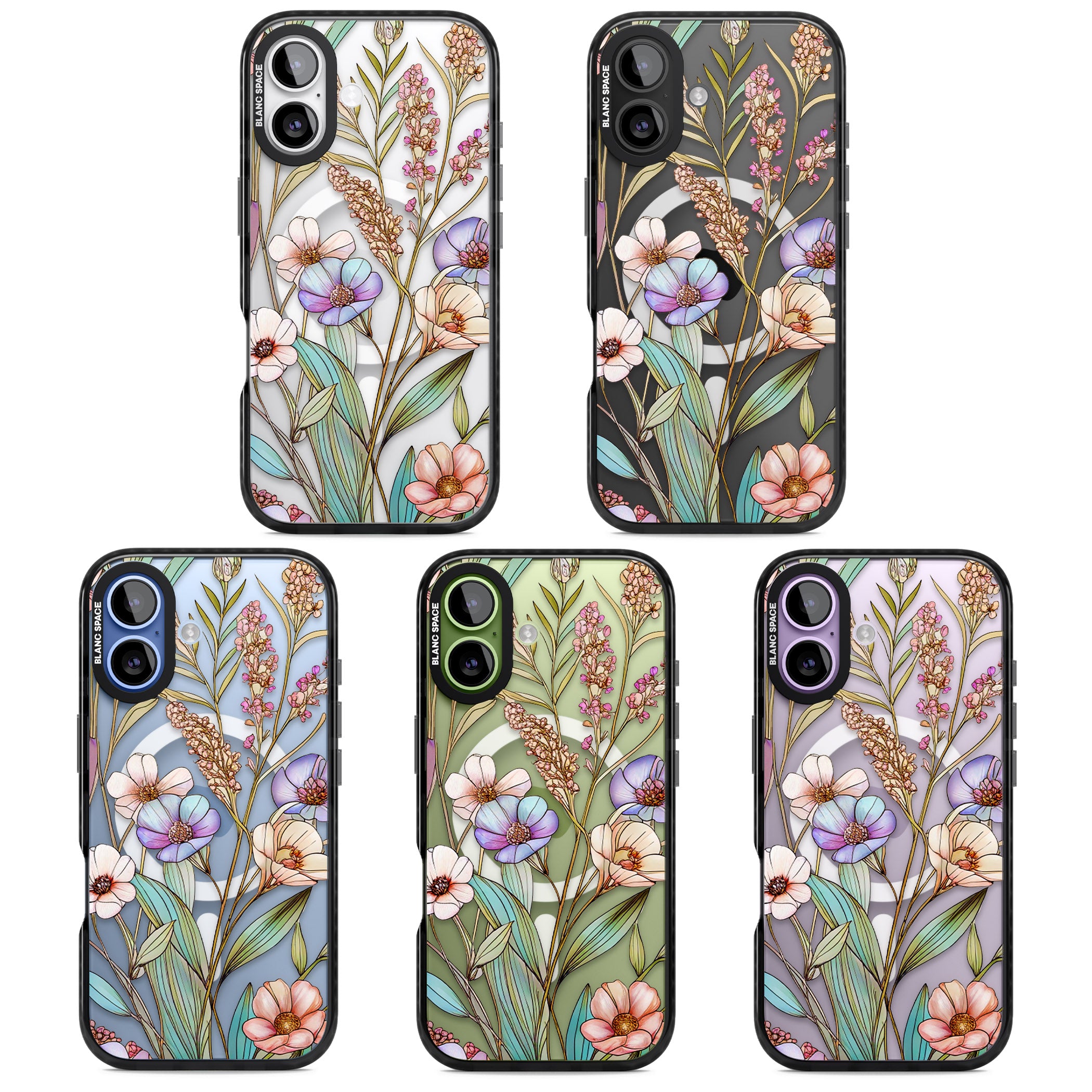 Glass Summer Flowers iPhone 17 Impact Pro Black Phone Case APT Impact Protection