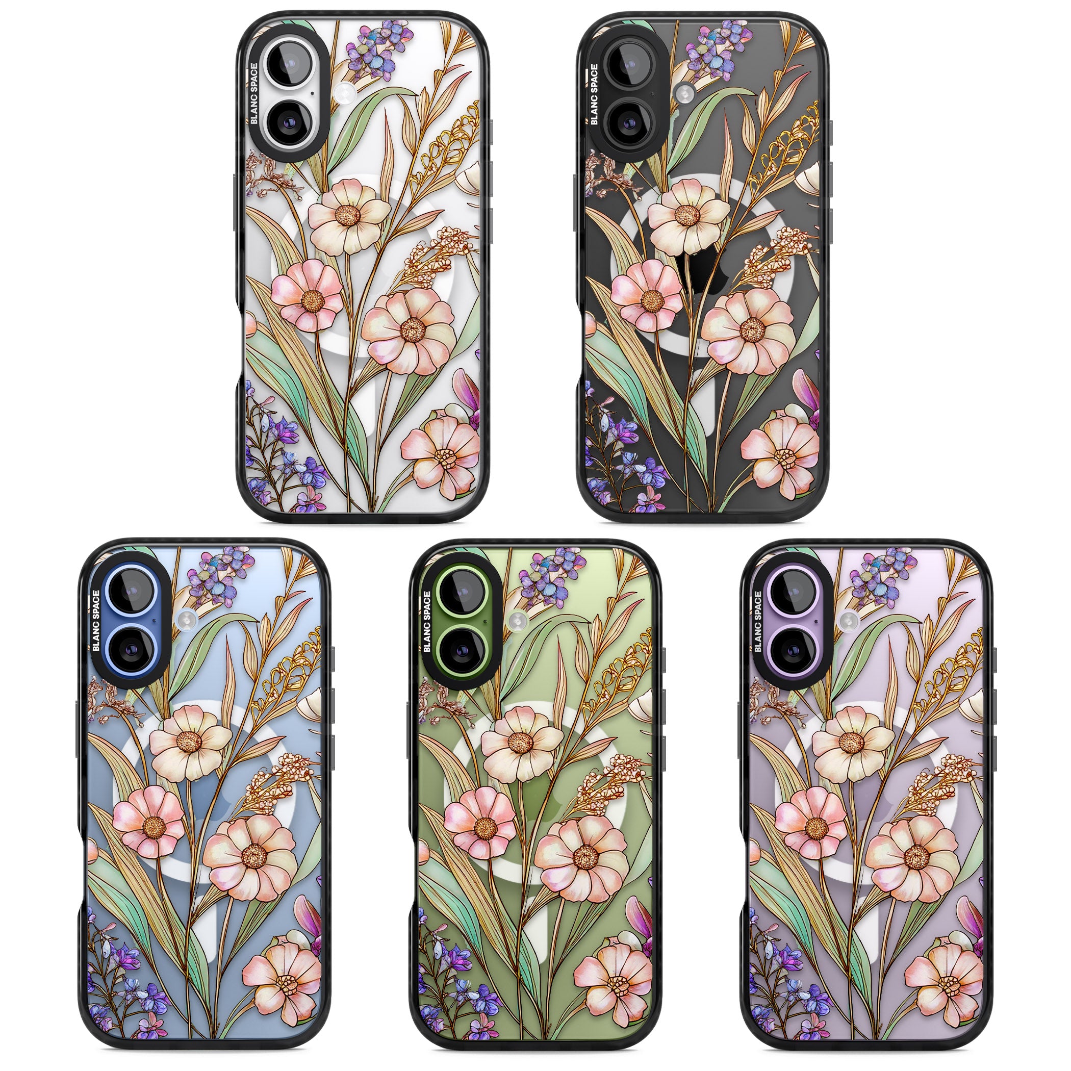 Glass Spring Flowers iPhone 17 Impact Pro Black Phone Case APT Impact Protection