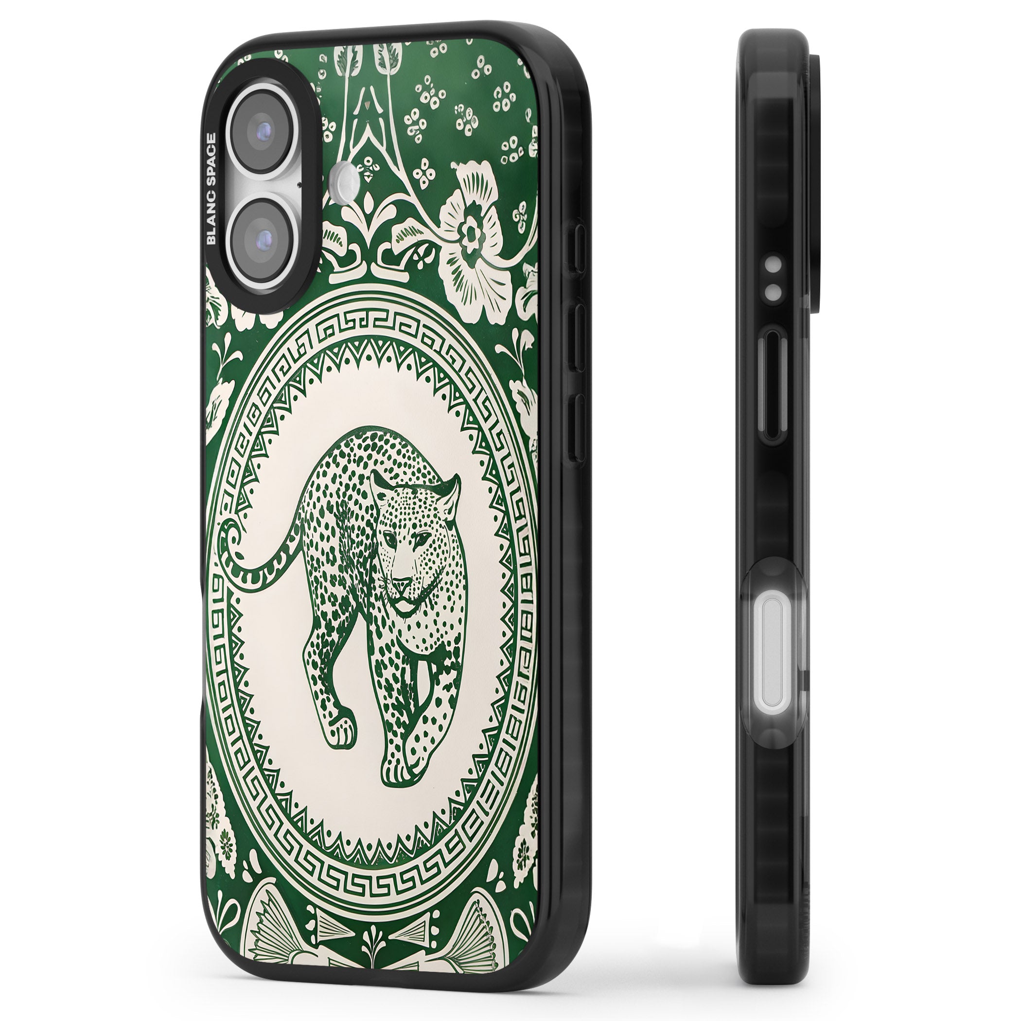Green Leopard iPhone 17 Impact Pro Black Phone Case Side Profile