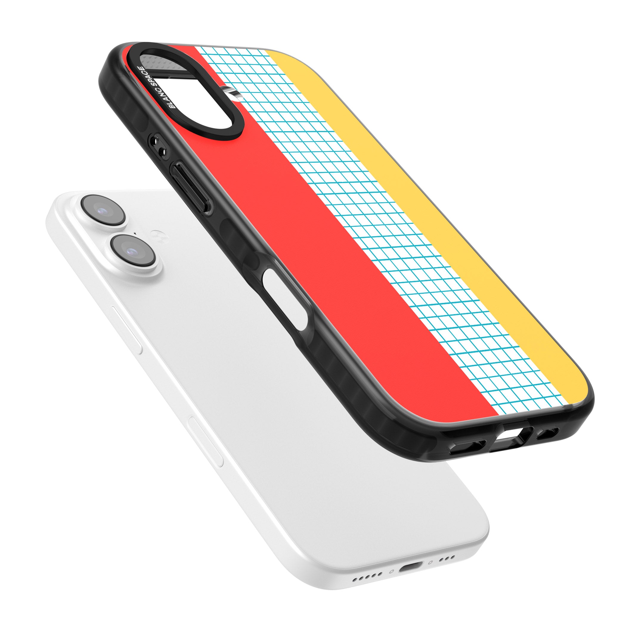 Abstract Grid Red, Blue, Yellow iPhone 17 Impact Pro Black Phone Case Colours