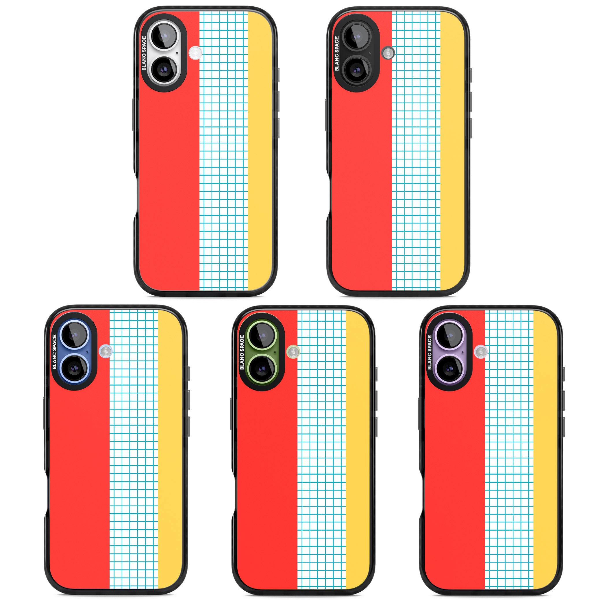 Abstract Grid Red, Blue, Yellow iPhone 17 Impact Pro Black Phone Case APT Impact Protection