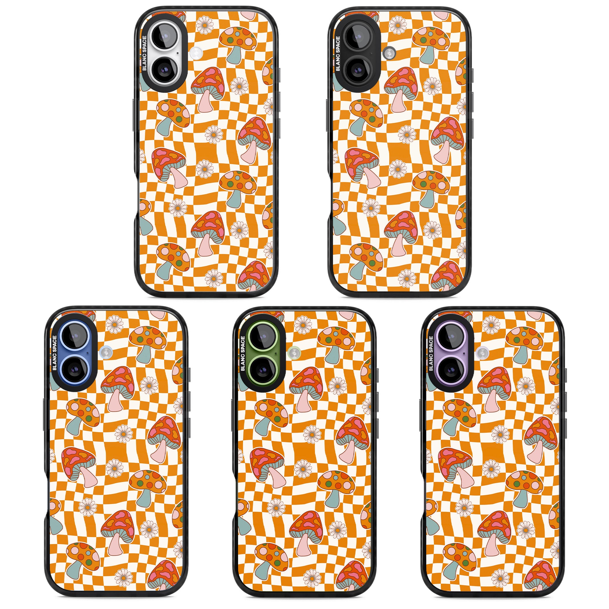 Wavy Checked Shrooms iPhone 17 Impact Pro Black Phone Case APT Impact Protection