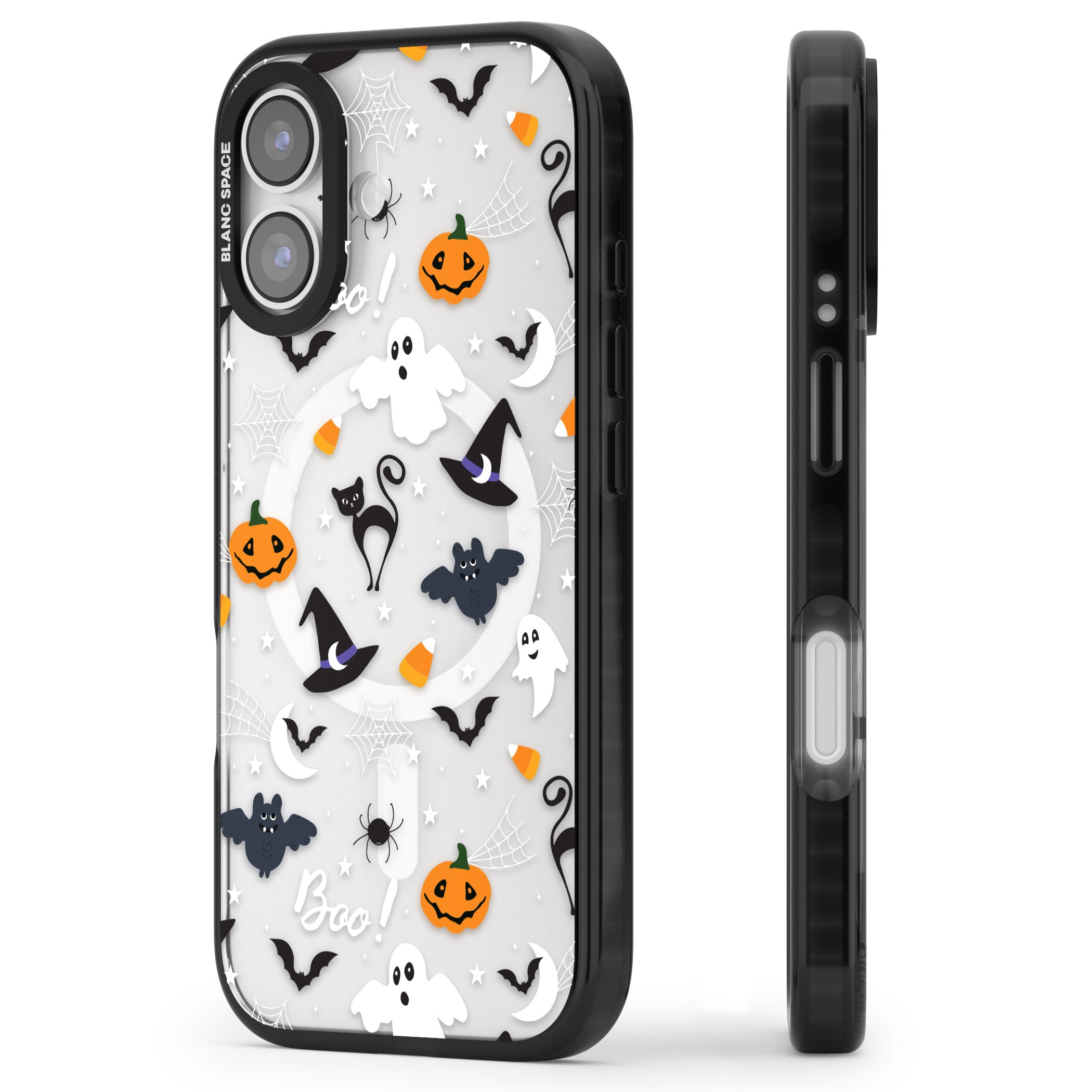 Halloween Mix Pattern iPhone 17 Impact Pro Black Phone Case Side Profile