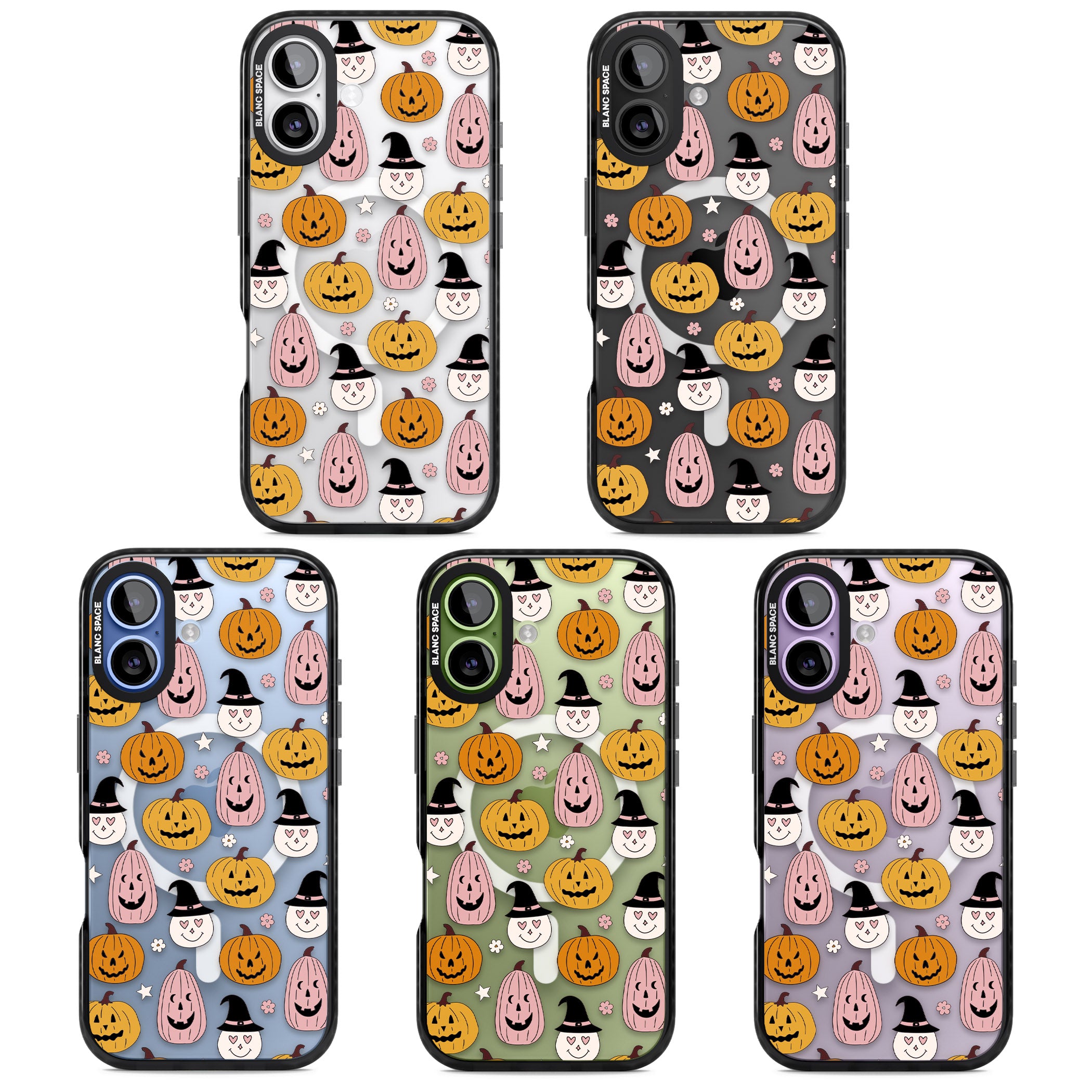 Witches And Pumpkins Pattern iPhone 17 Impact Pro Black Phone Case APT Impact Protection