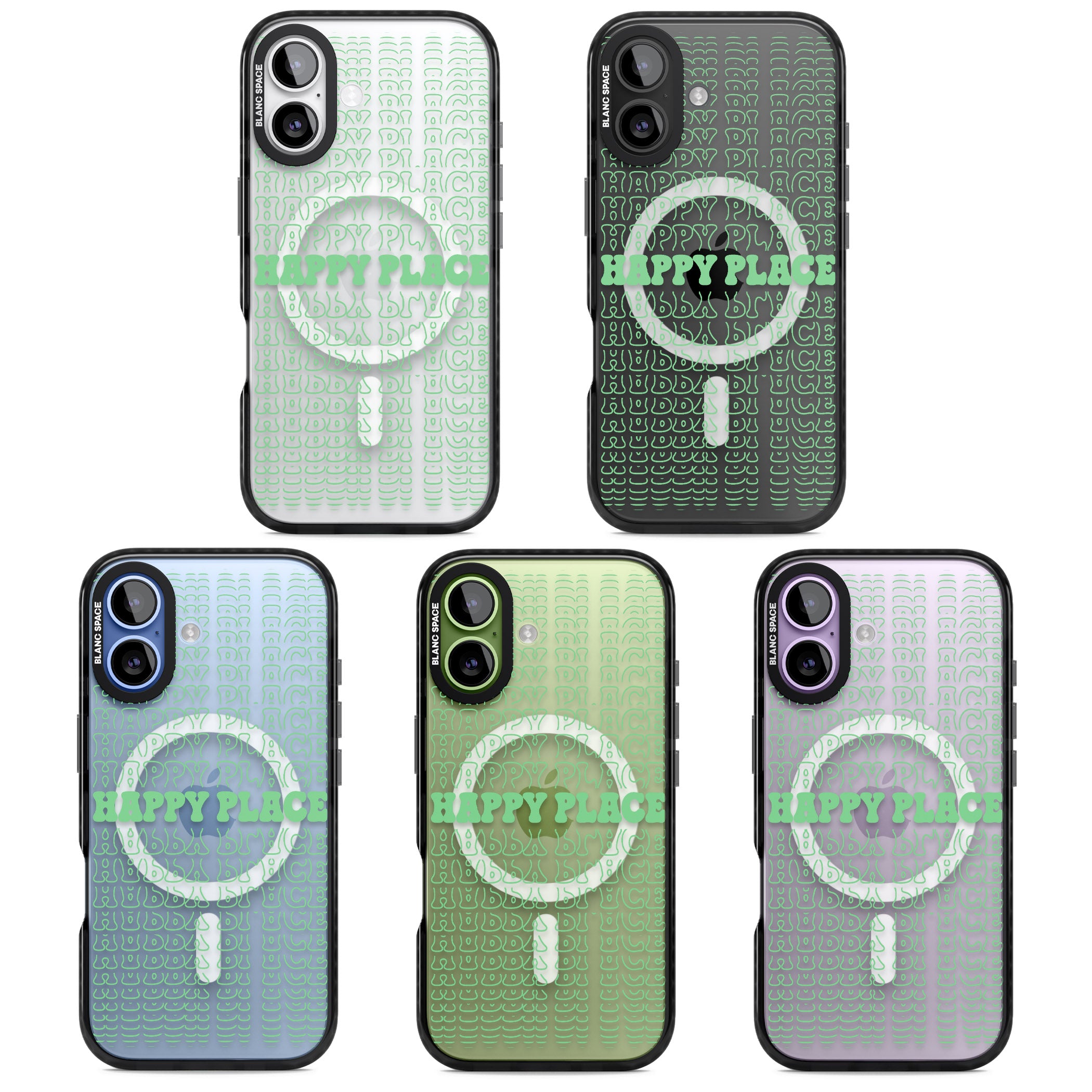 Happy Place (Green) iPhone 17 Impact Pro Black Phone Case APT Impact Protection
