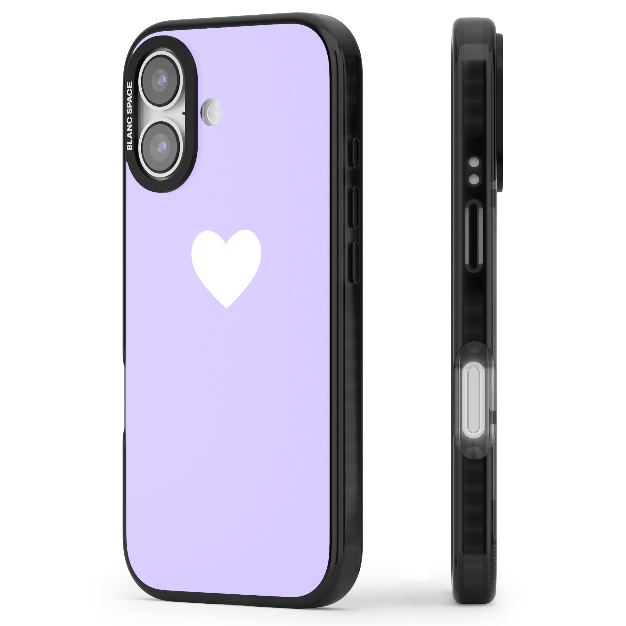 Pale Purple Heart iPhone 17 Impact Pro Black Phone Case Side Profile