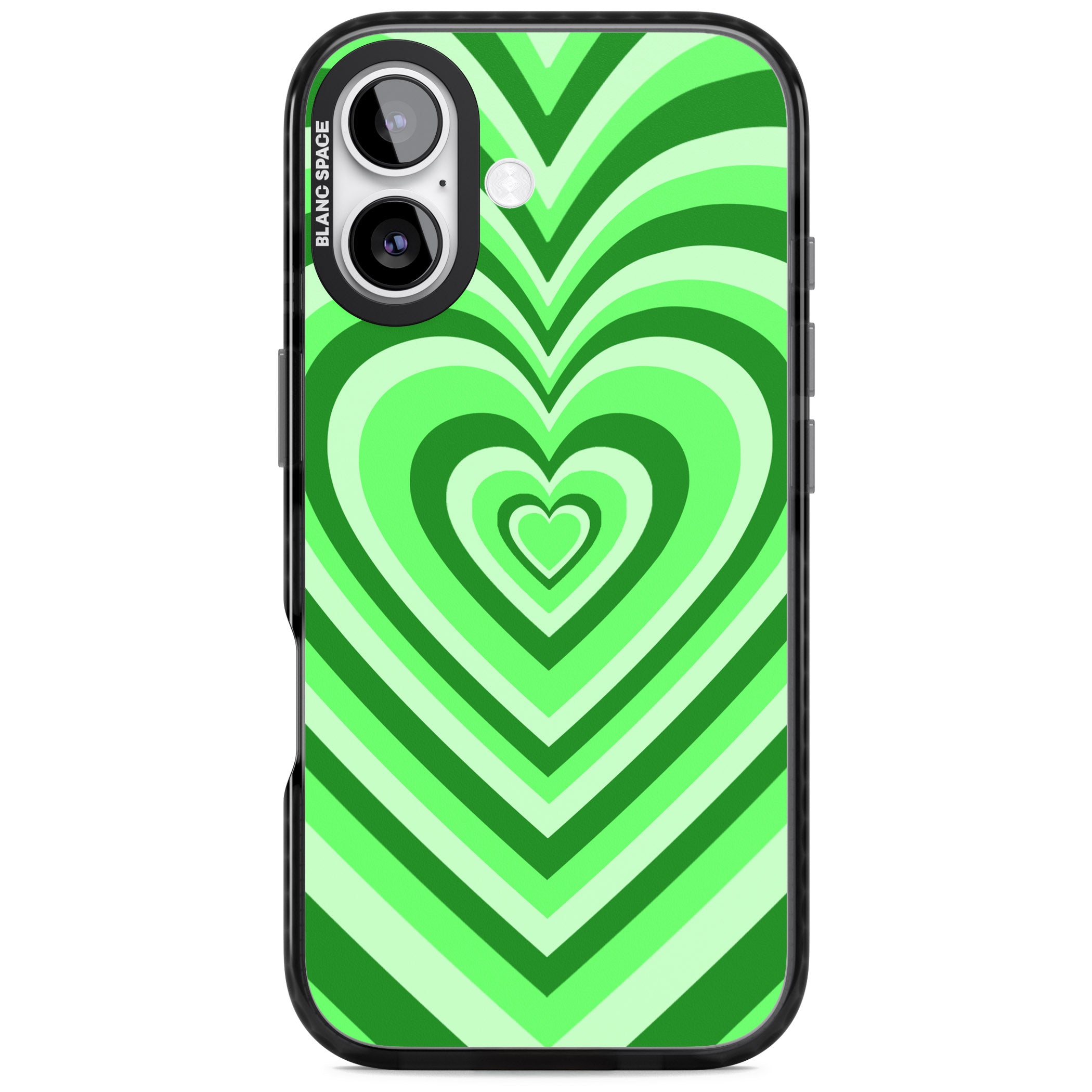 Green Heart Illusion iPhone 17 Impact Pro Black Phone Case