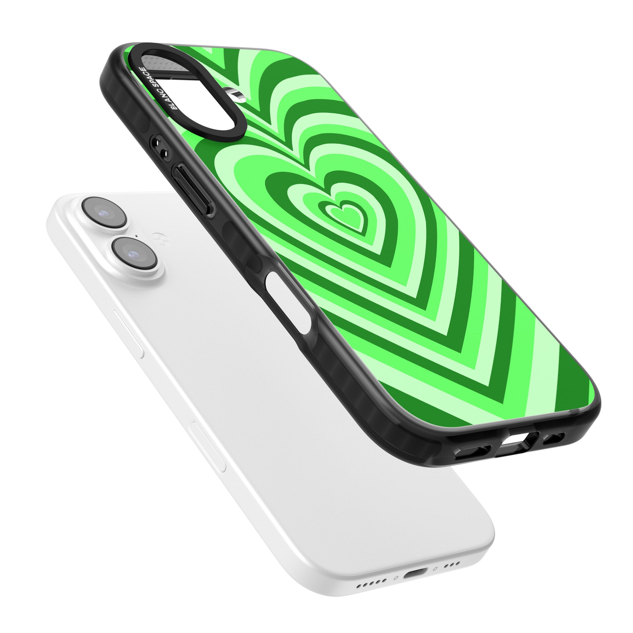 Green Heart Illusion iPhone 17 Impact Pro Black Phone Case Colours