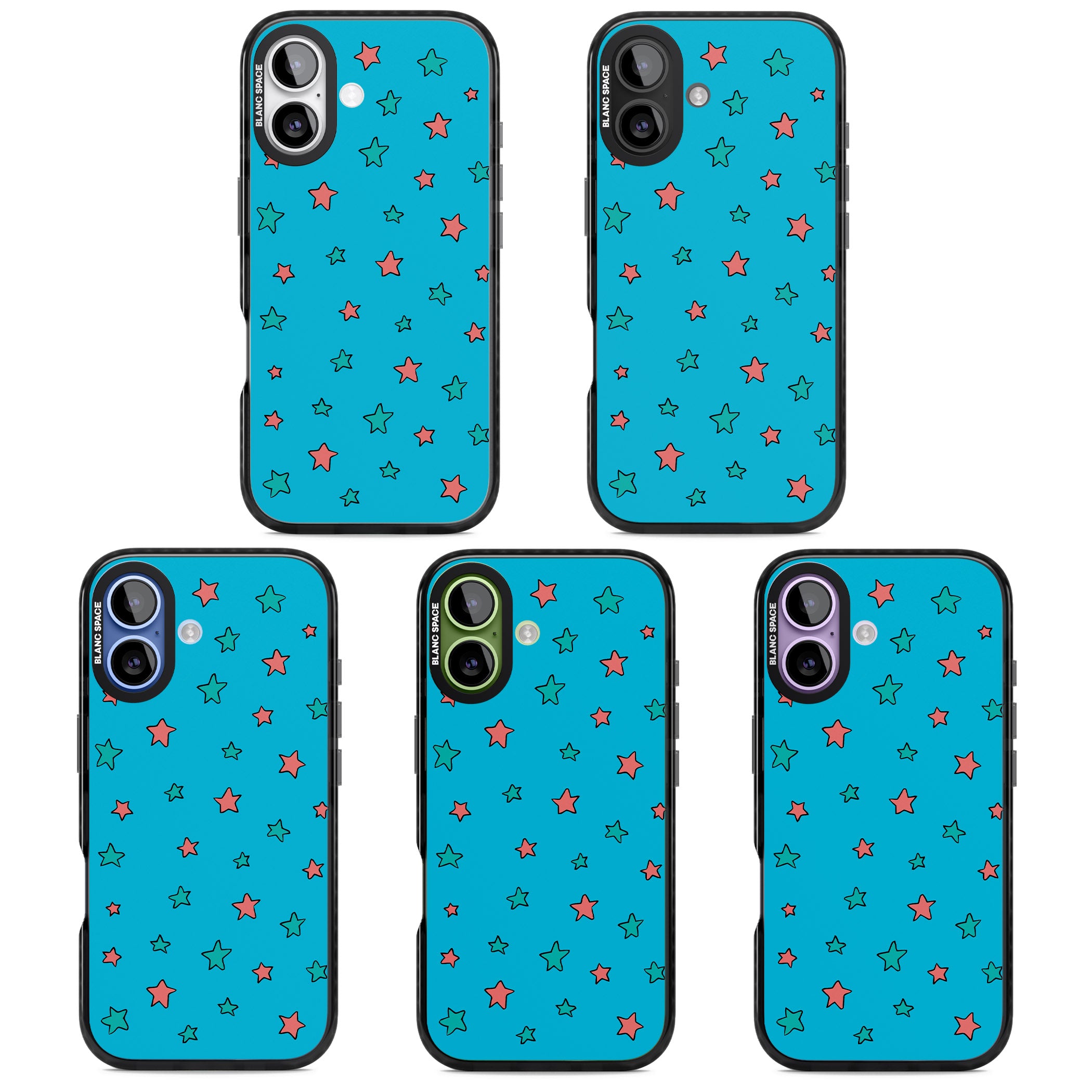 Blue Heartstopper Stars Pattern iPhone 17 Impact Pro Black Phone Case APT Impact Protection