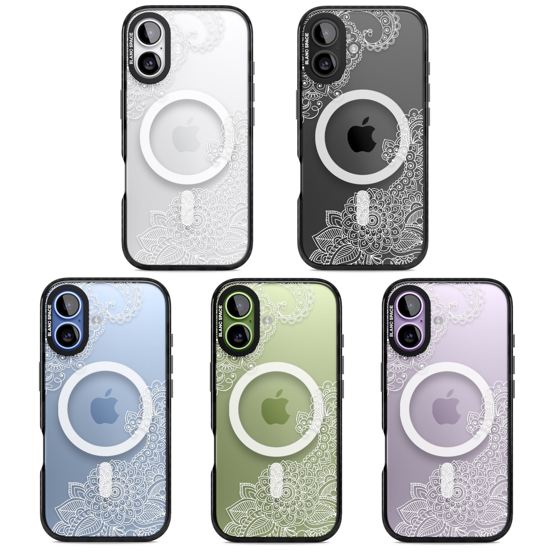 White Henna Botanicals iPhone 17 Impact Pro Black Phone Case APT Impact Protection