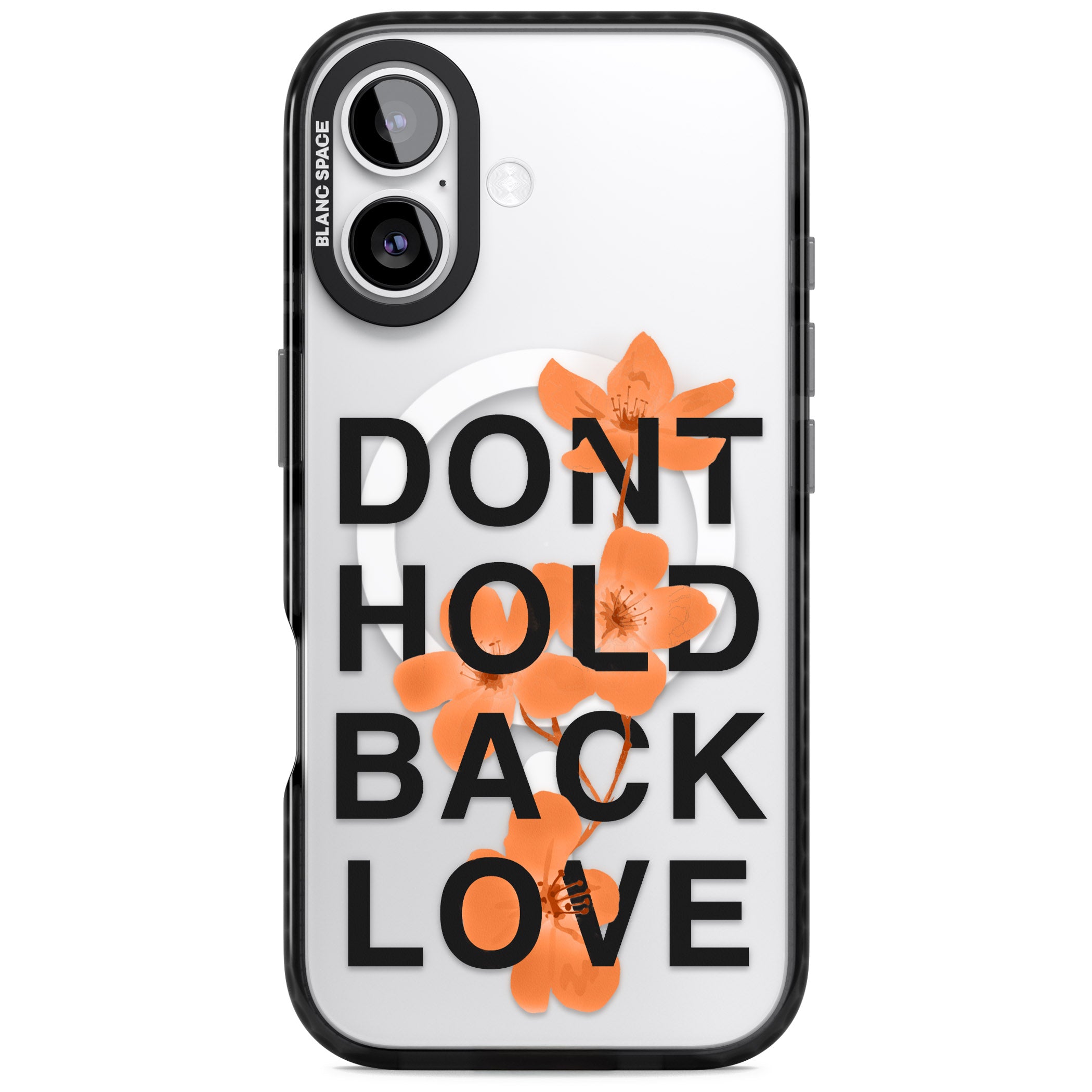 Don'T Hold Back Love Orange & Black iPhone 17 Impact Pro Black Phone Case