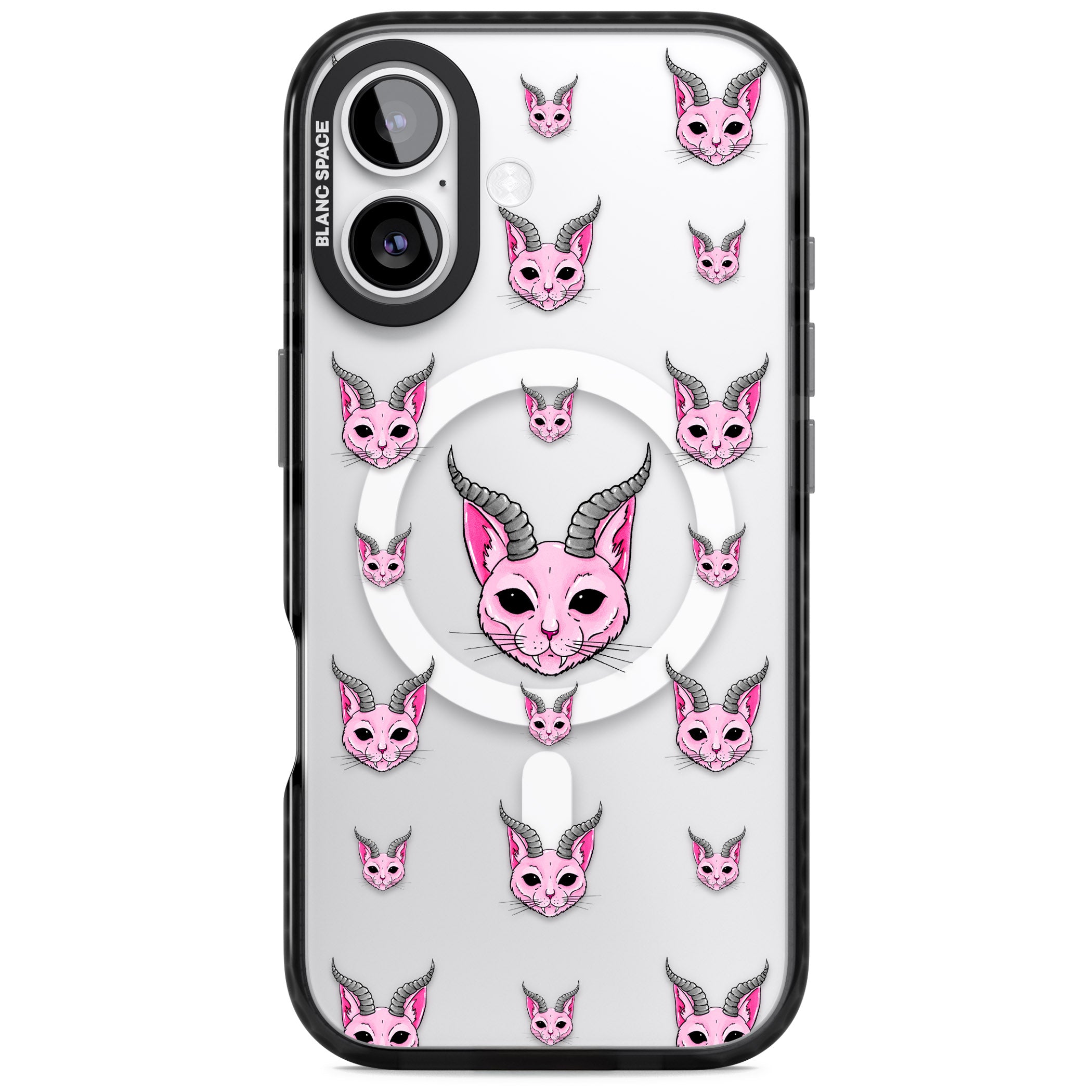 Demon Cat Pattern iPhone 17 Impact Pro Black Phone Case