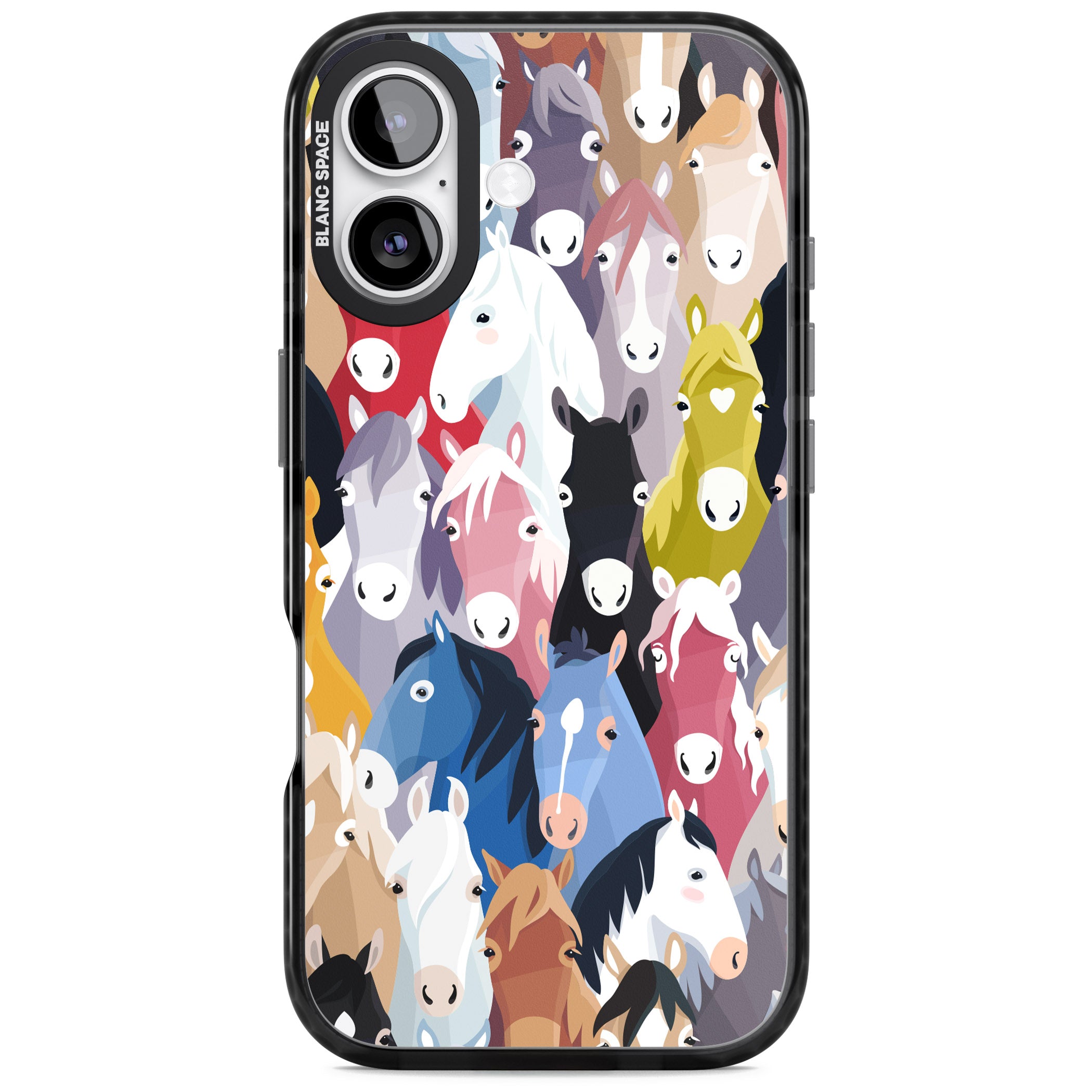 Colourful Horse Pattern iPhone 17 Impact Pro Black Phone Case