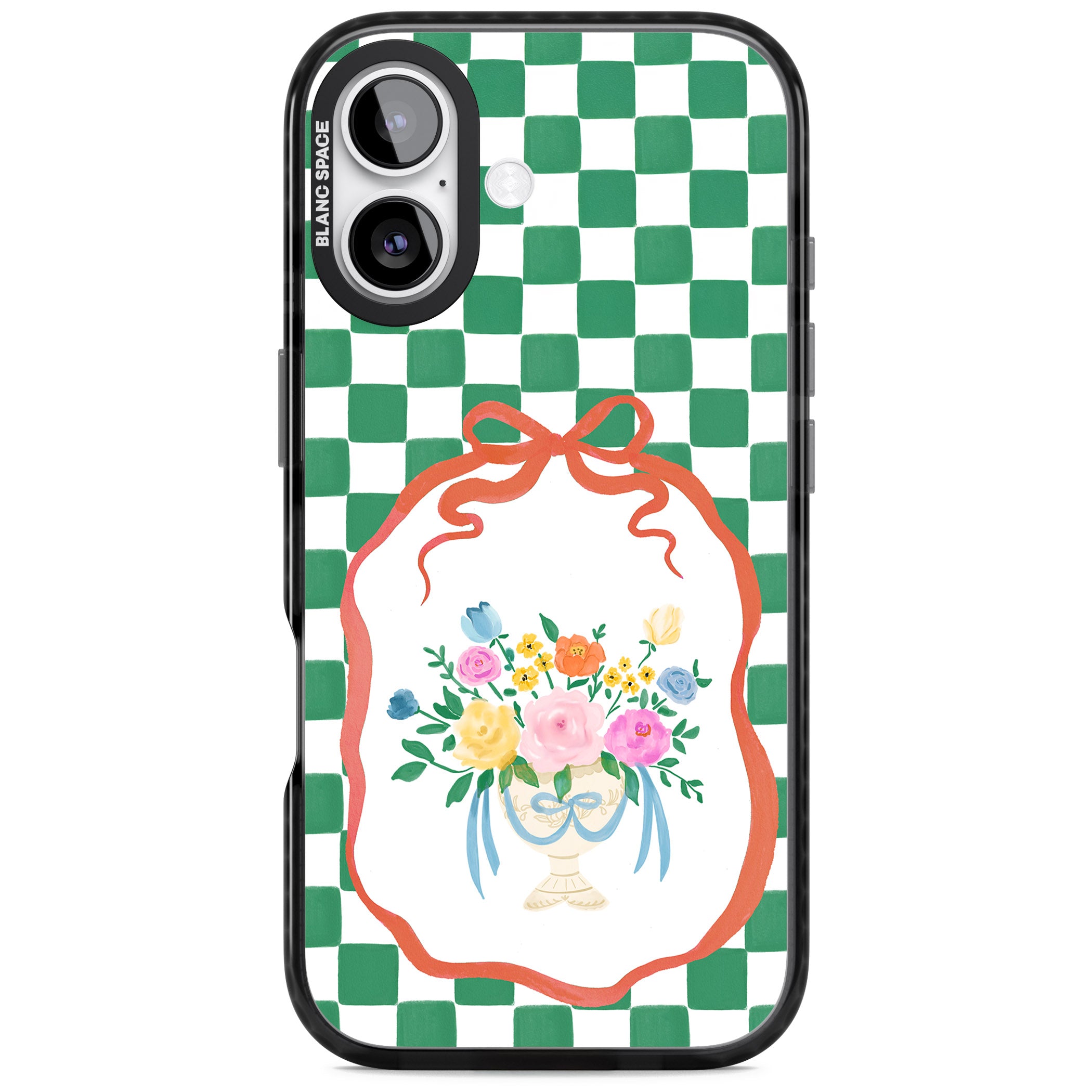 Green Checked Bouquet iPhone 17 Impact Pro Black Phone Case