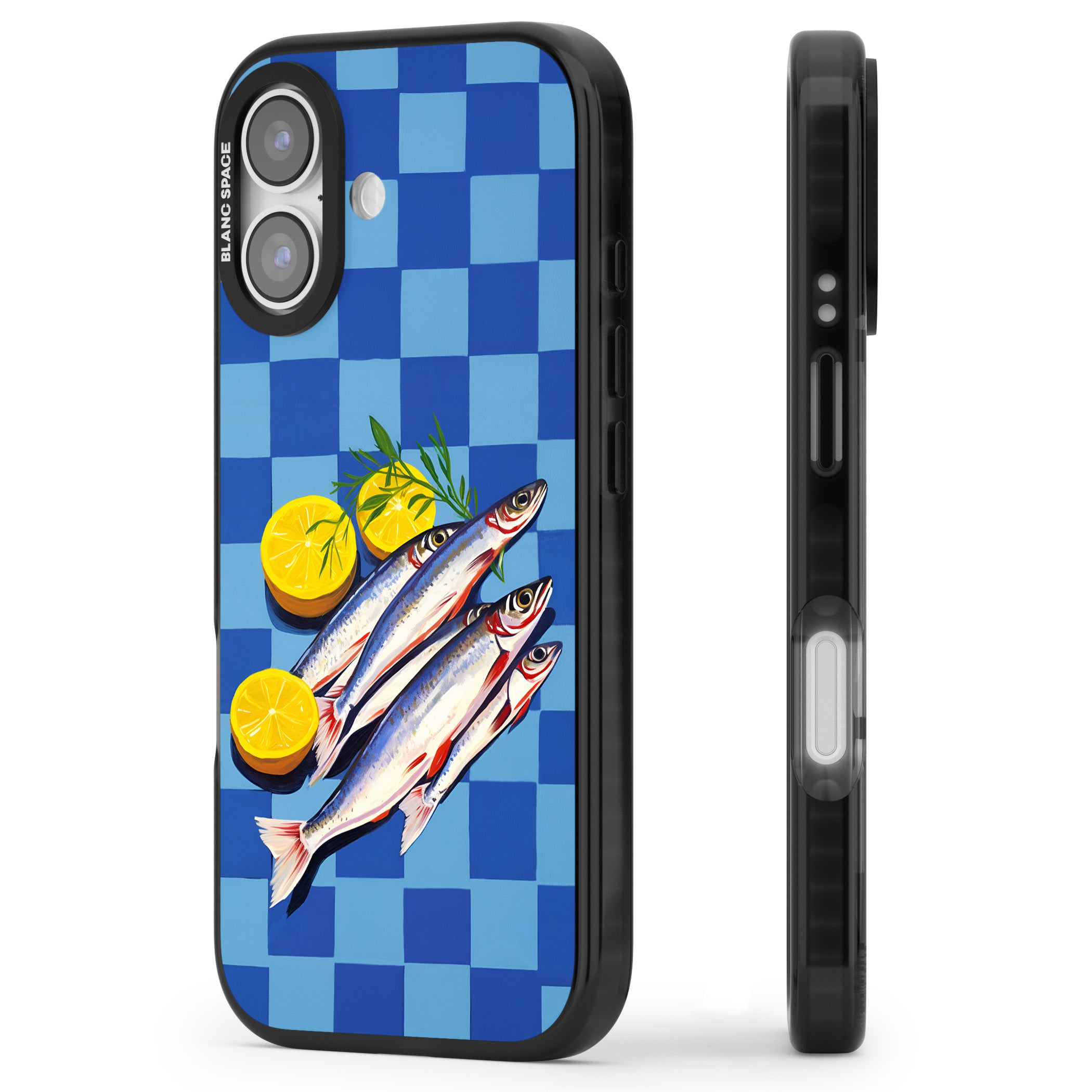 Fish & Lemons iPhone 17 Impact Pro Black Phone Case Side Profile