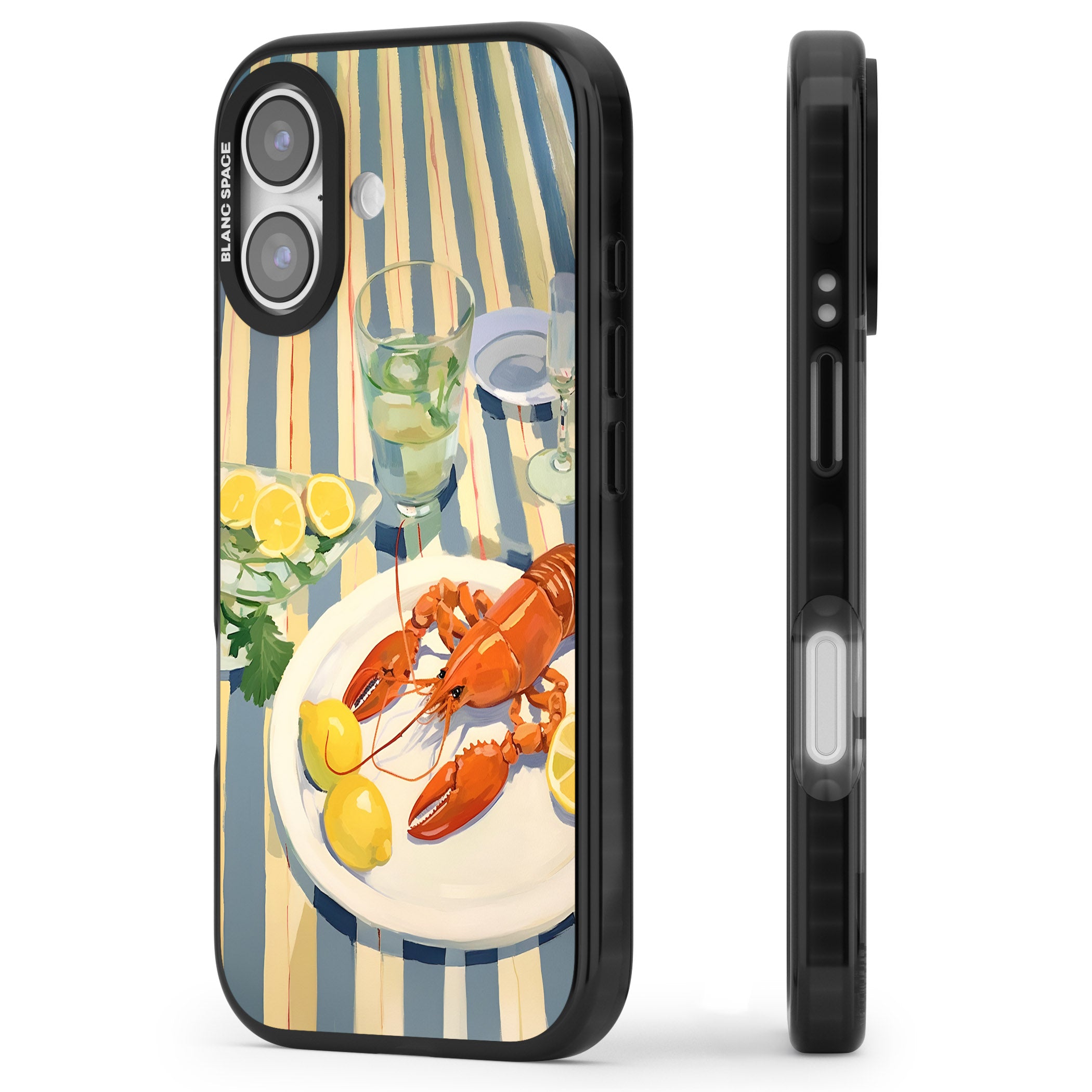 Lobster & Lemons iPhone 17 Impact Pro Black Phone Case Side Profile
