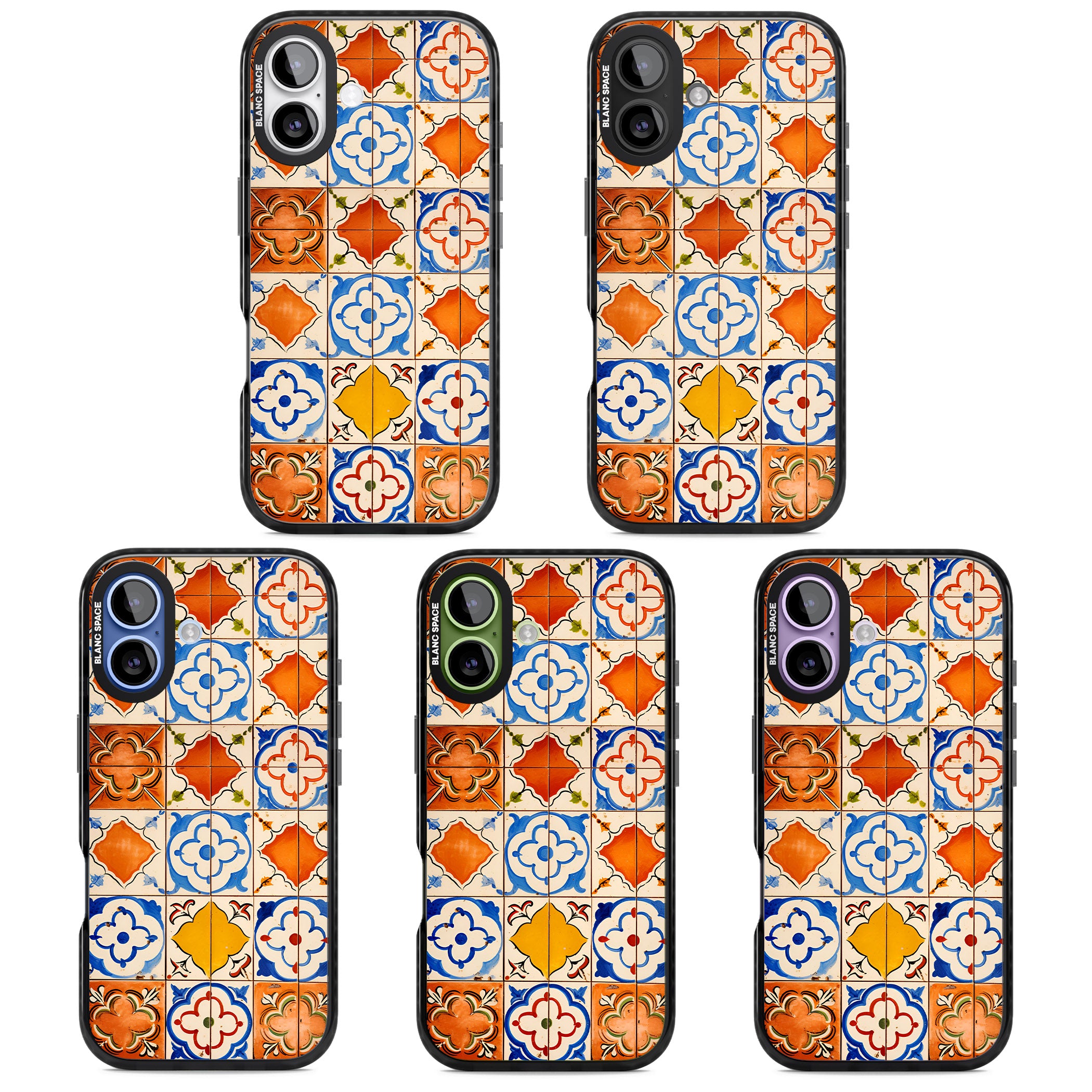 Spanish Mosaic Tiles iPhone 17 Impact Pro Black Phone Case APT Impact Protection