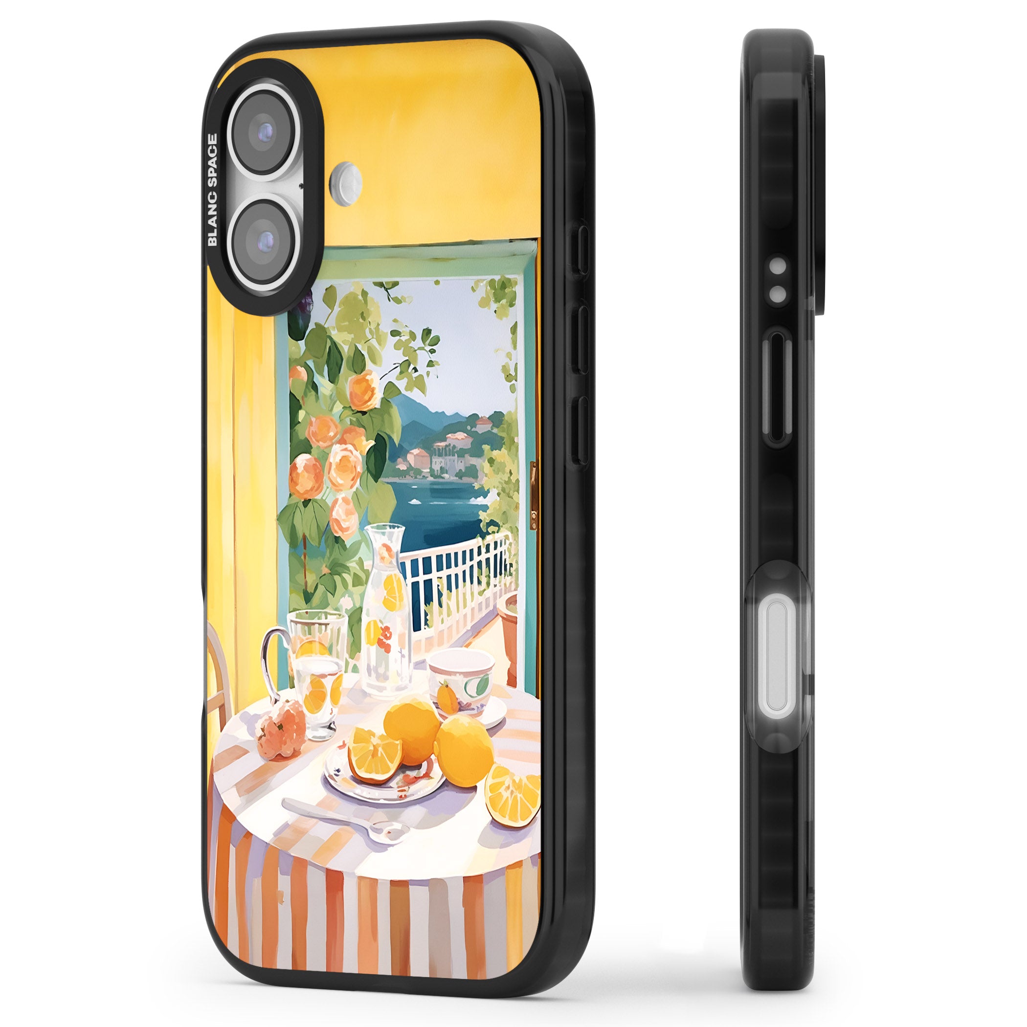 Amalfi Breakfast Balcony iPhone 17 Impact Pro Black Phone Case Side Profile