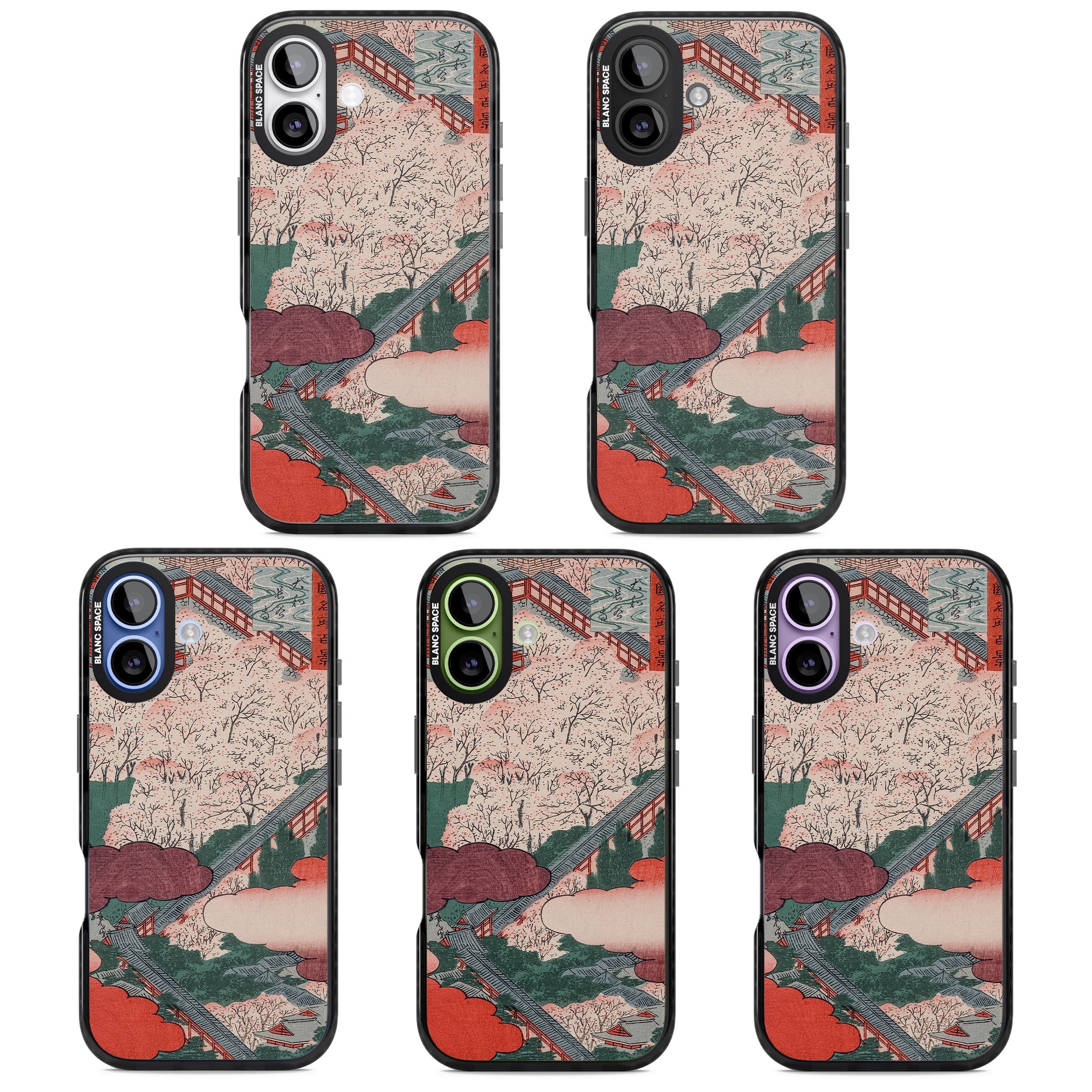 Vintage Japanese Illustrations Japanese City iPhone 17 Impact Pro Black Phone Case APT Impact Protection