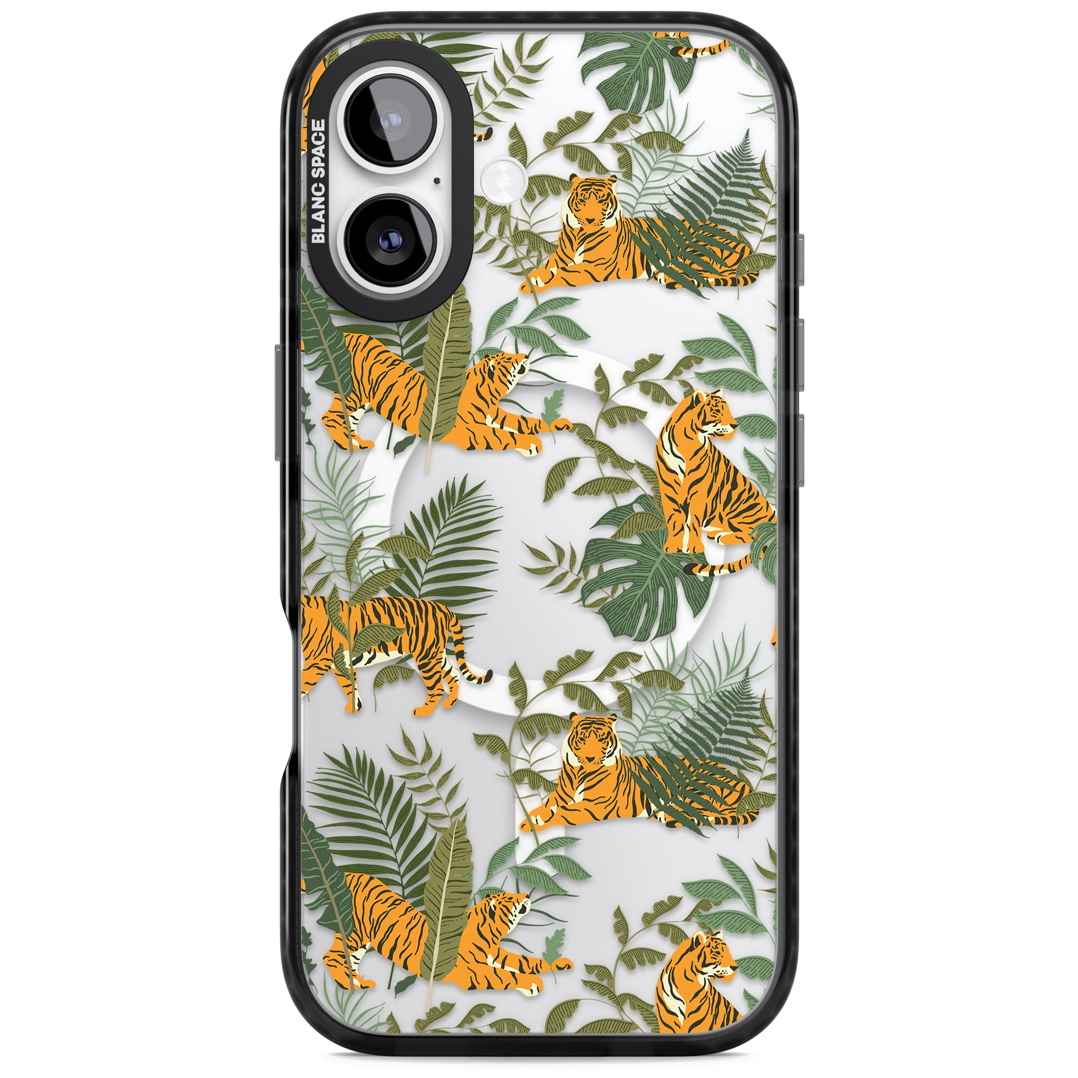 Tiger & Fern Jungle iPhone 17 Impact Pro Black Phone Case