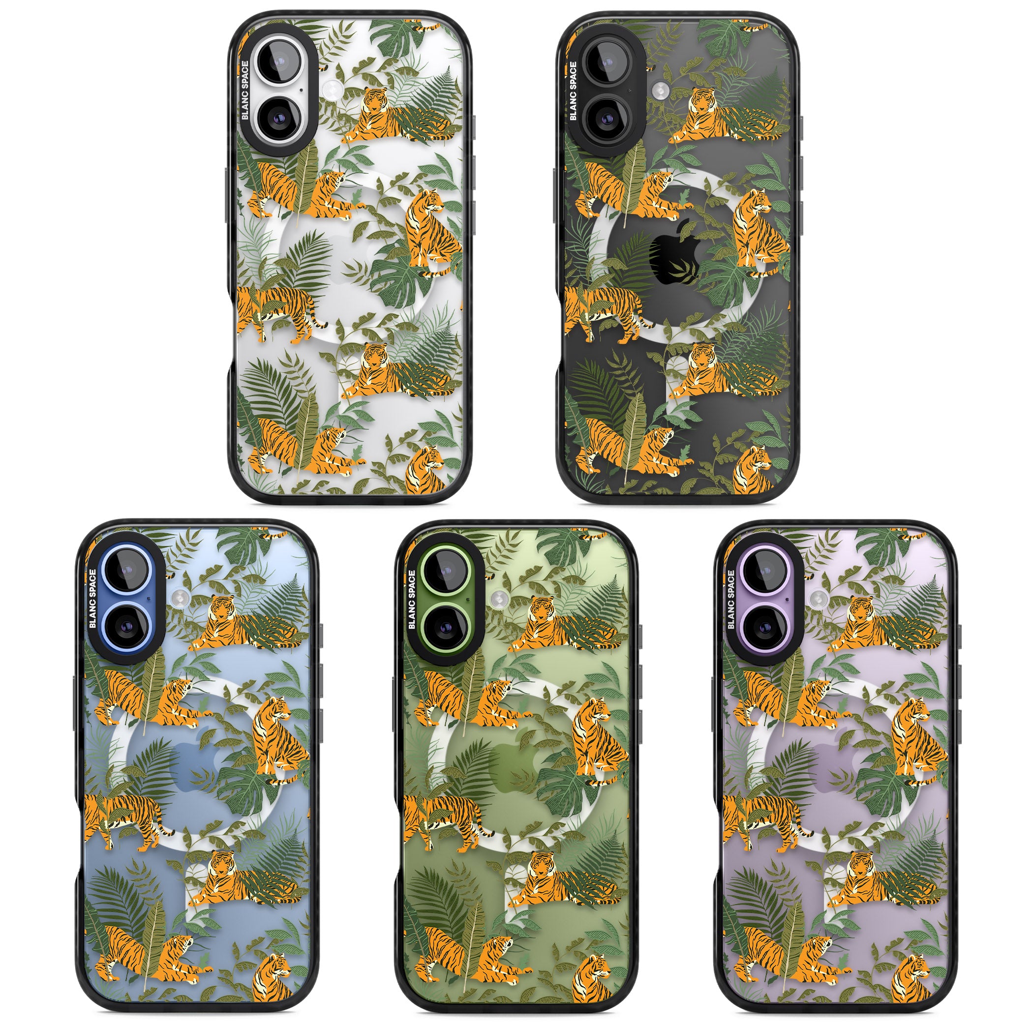 Tiger & Fern Jungle iPhone 17 Impact Pro Black Phone Case APT Impact Protection