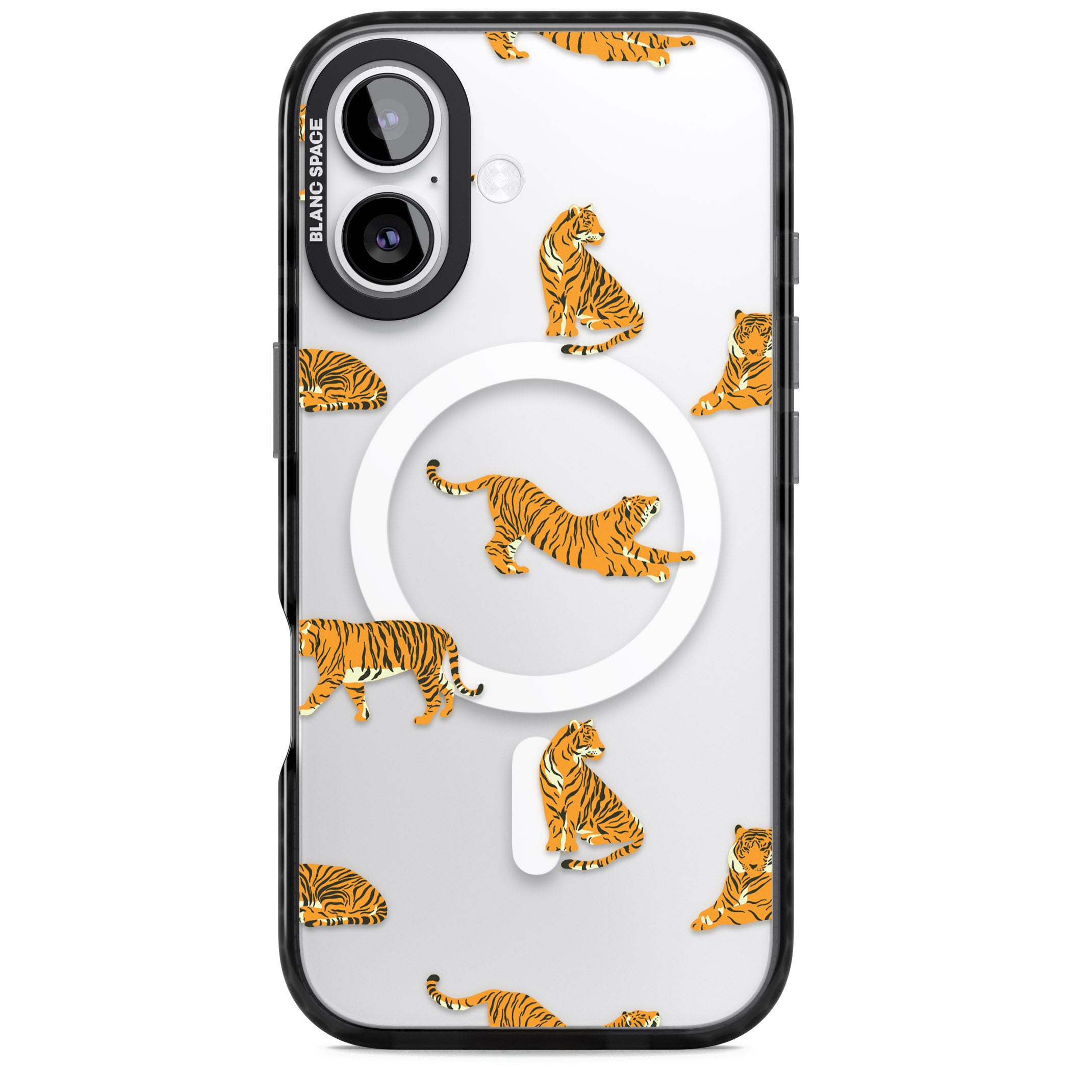 Clear Tiger Jungle iPhone 17 Impact Pro Black Phone Case