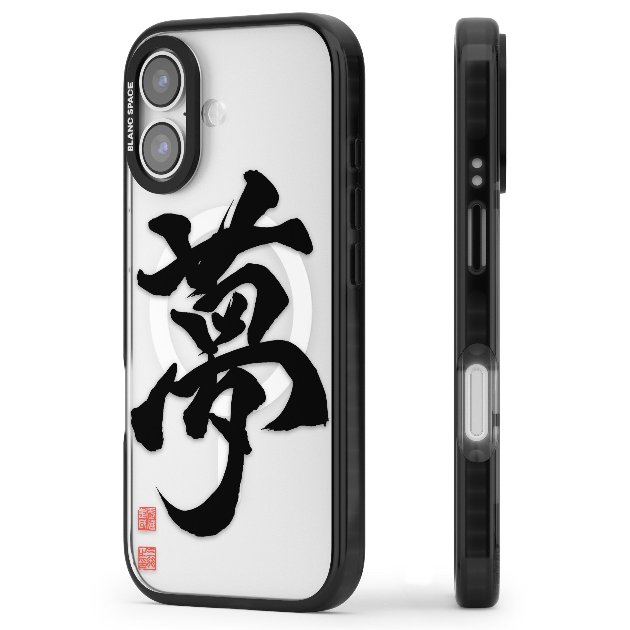 Japanese Kanji Dream iPhone 17 Impact Pro Black Phone Case Side Profile