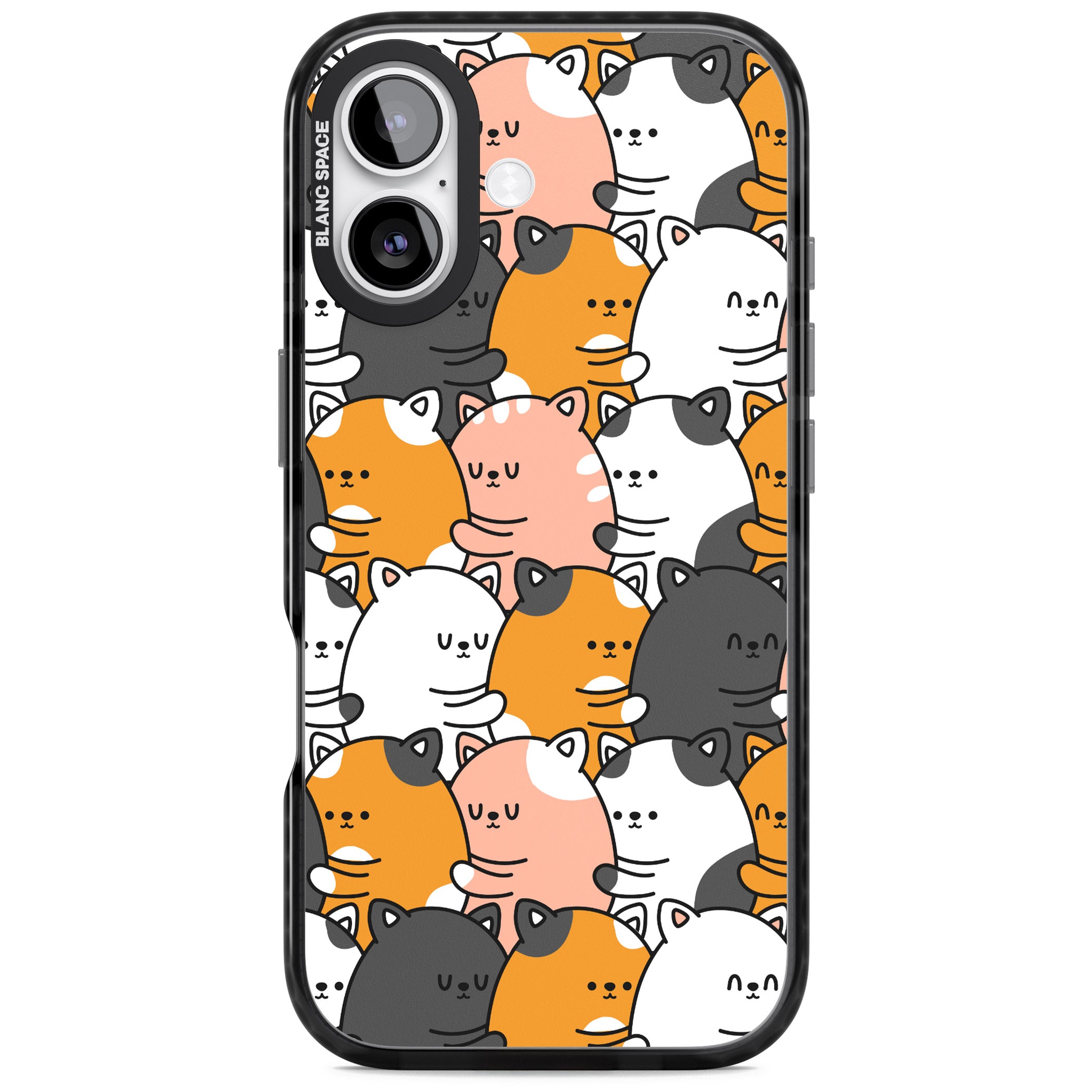 Spooning Cats Kawaii Pattern iPhone 17 Impact Pro Black Phone Case