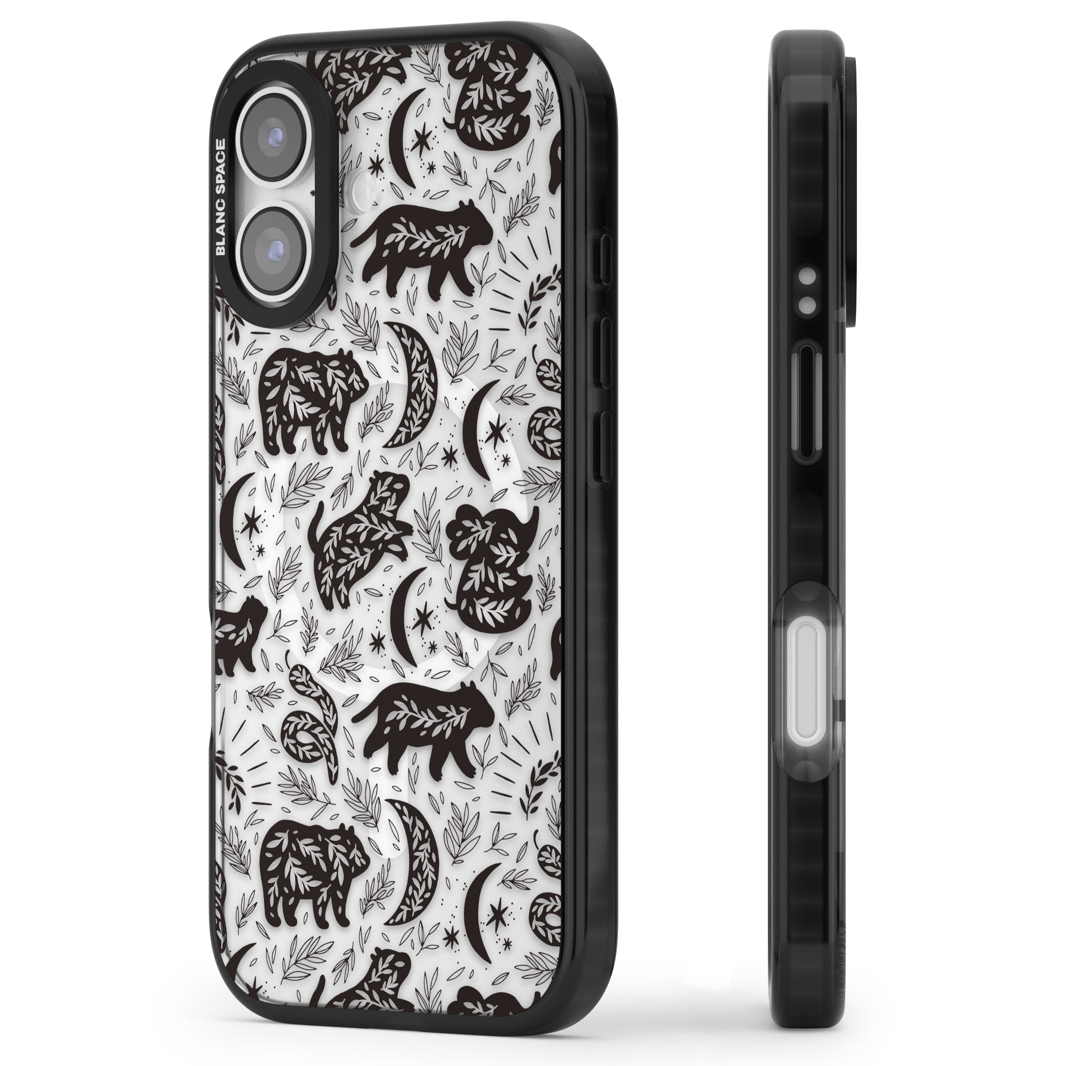Midnight Forest Animals iPhone 17 Impact Pro Black Phone Case Side Profile