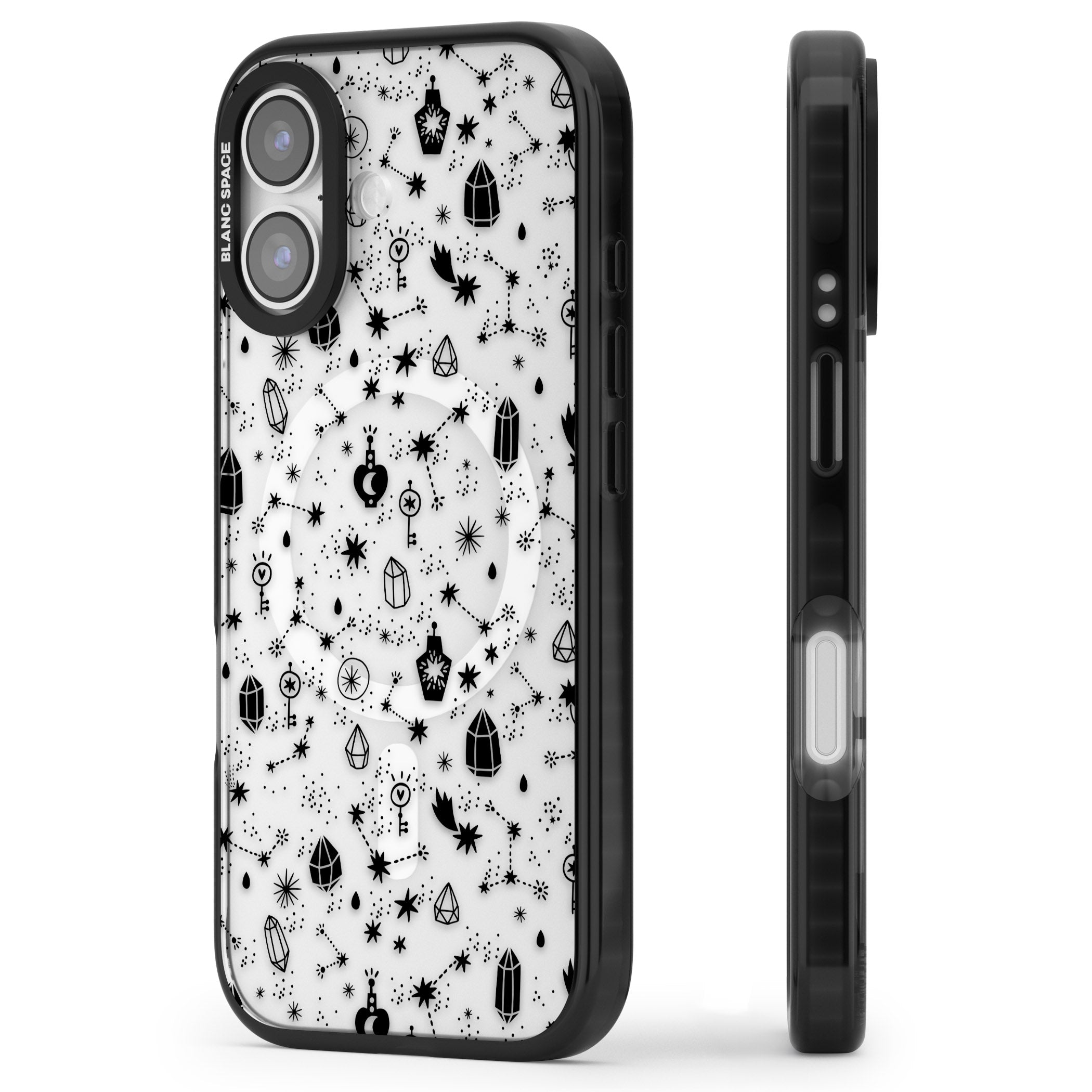 Black Cosmic Crystal iPhone 17 Impact Pro Black Phone Case Side Profile