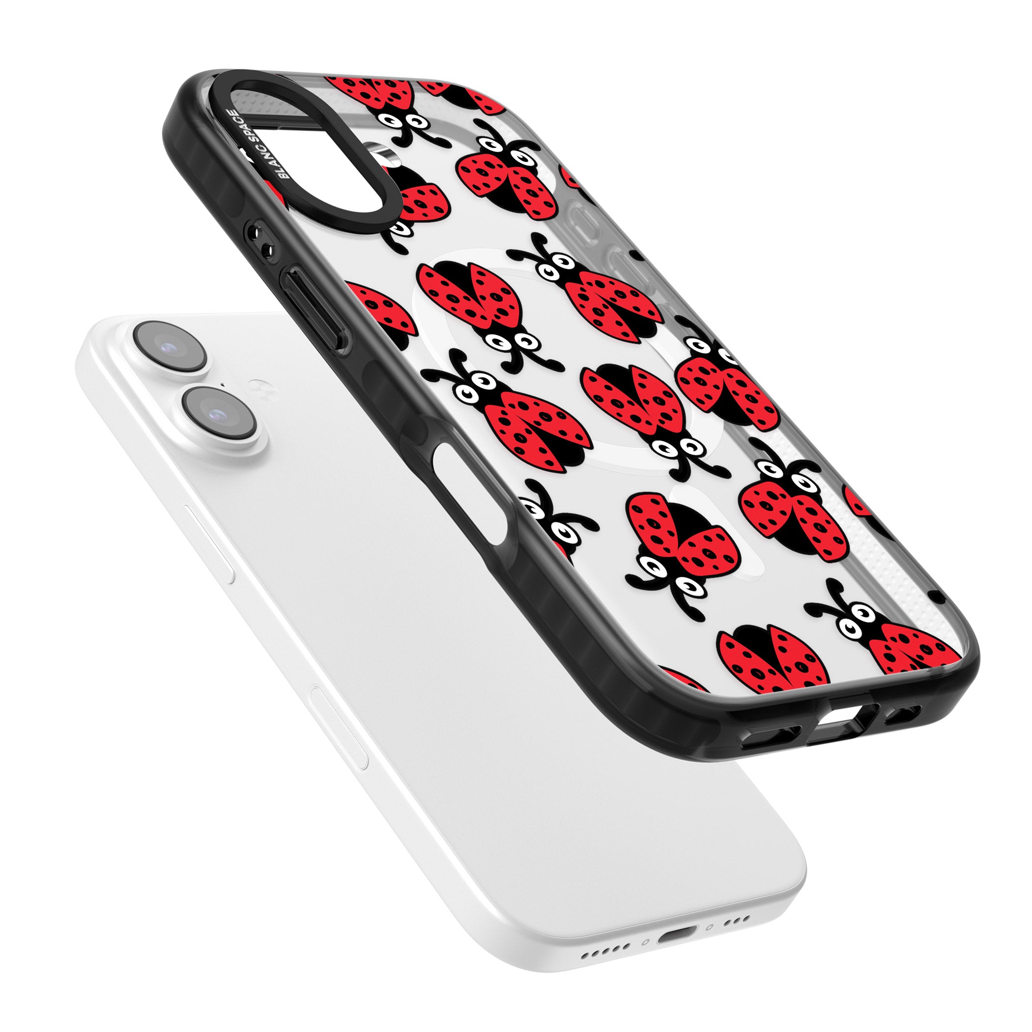 Ladybug Pattern iPhone 17 Impact Pro Black Phone Case Colours