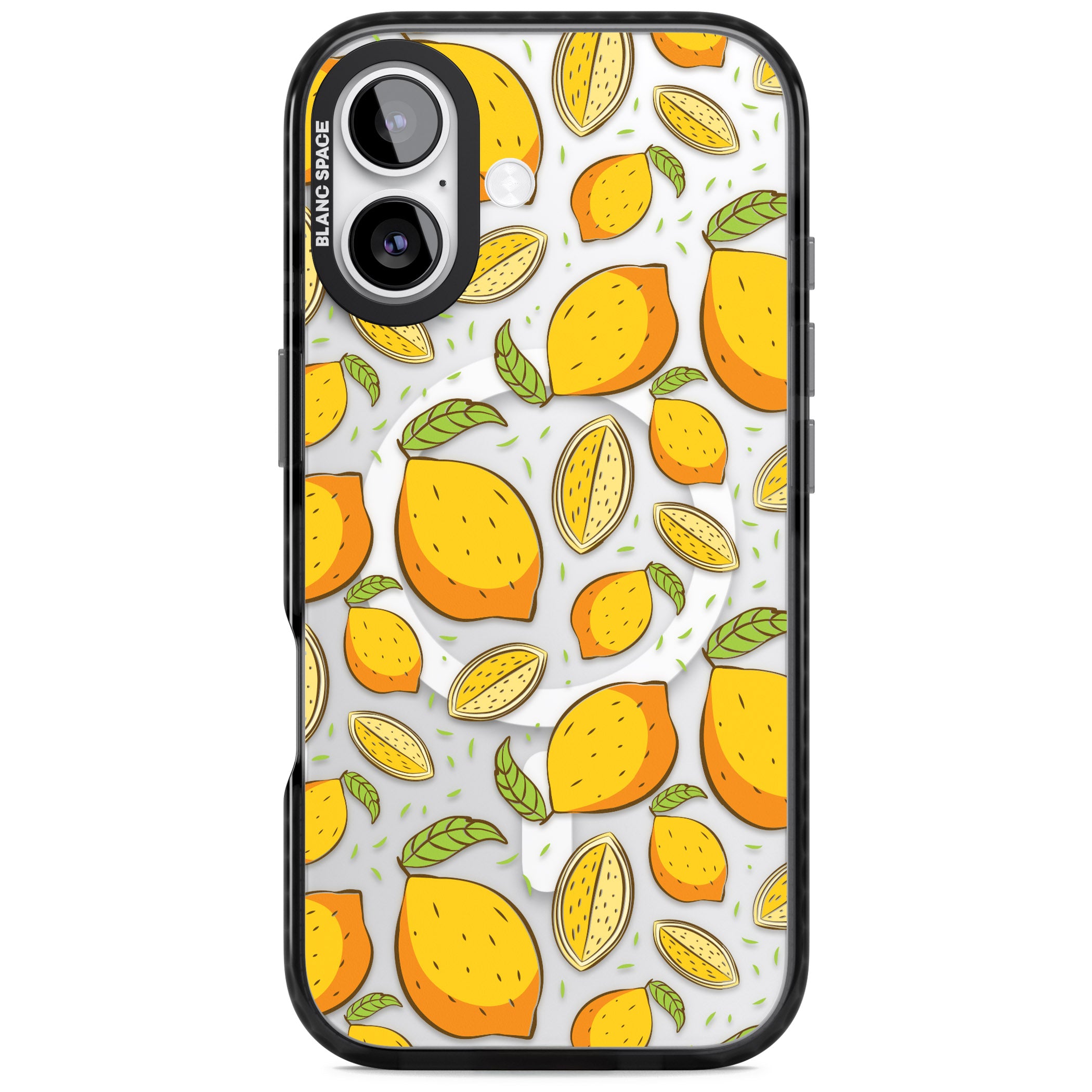 Lemon Pattern iPhone 17 Impact Pro Black Phone Case