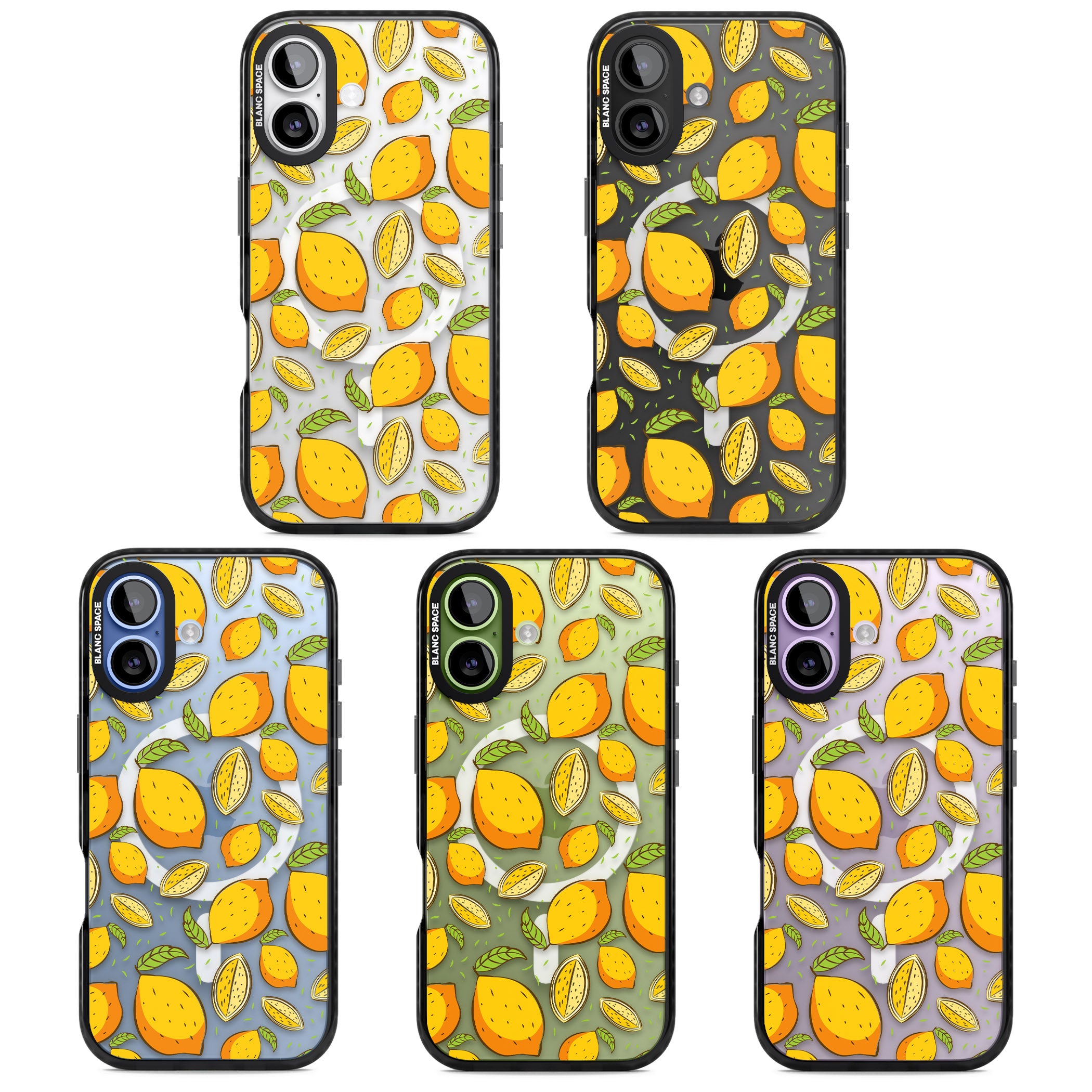 Lemon Pattern iPhone 17 Impact Pro Black Phone Case APT Impact Protection