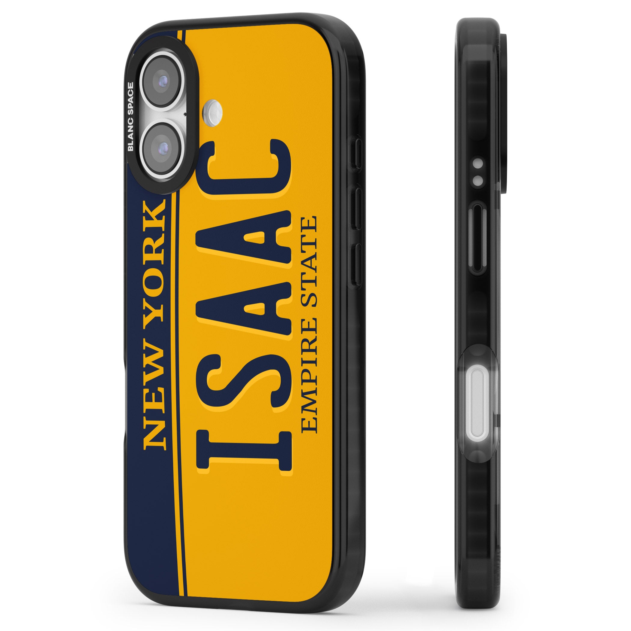 Personalised New York License Plate iPhone 17 Impact Pro Black Phone Case Side Profile