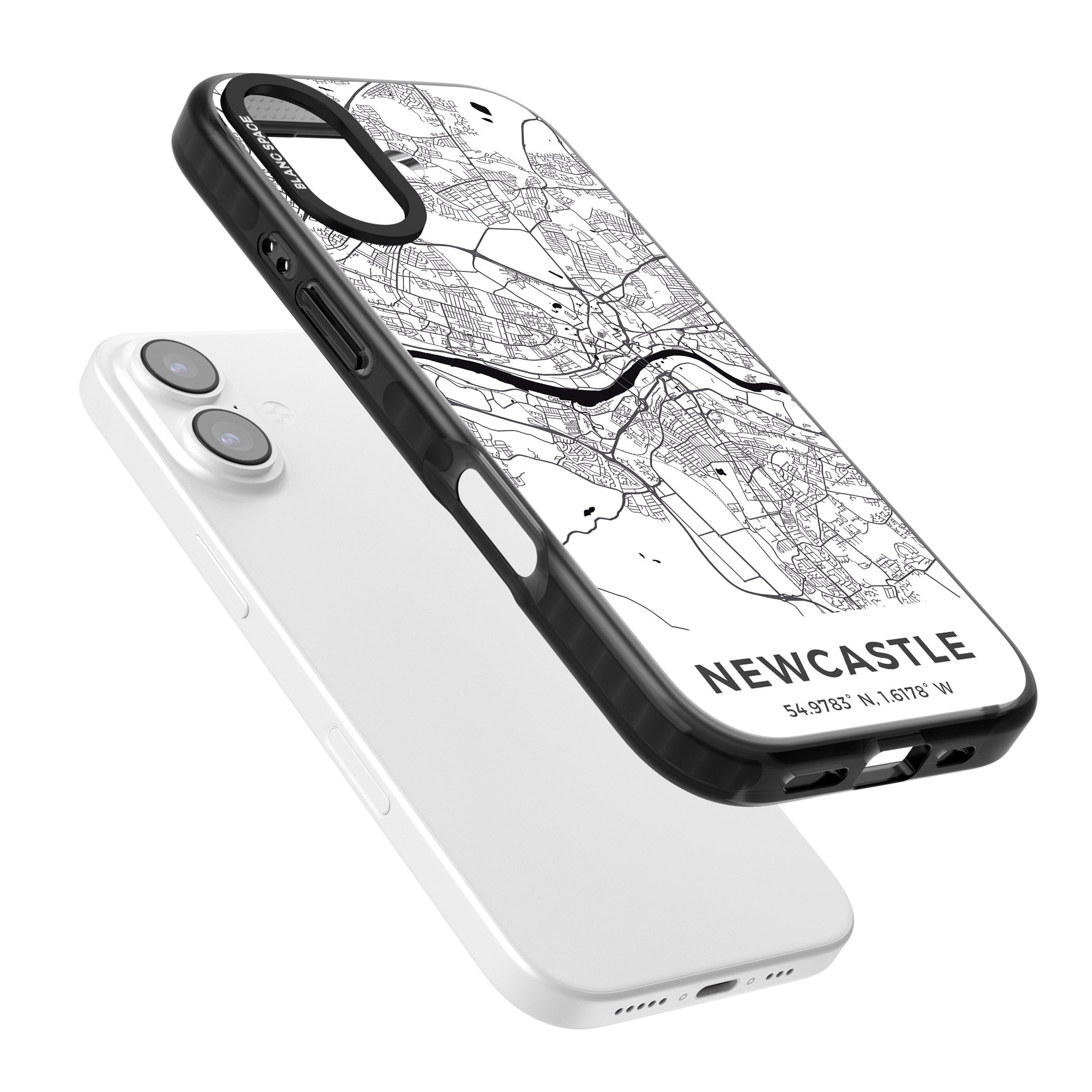 Newcastle City Map iPhone 17 Impact Pro Black Phone Case Colours