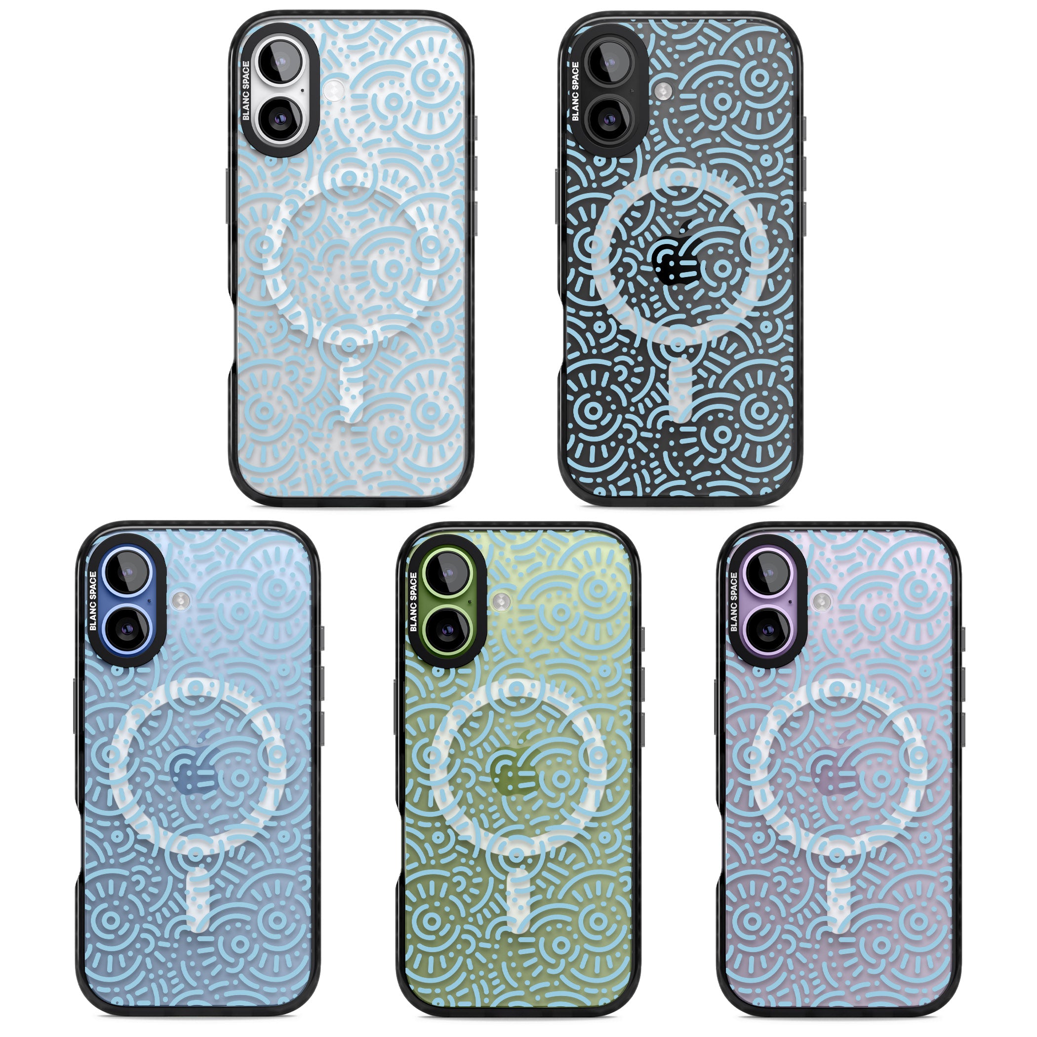 Light Blue Retro Pattern iPhone 17 Impact Pro Black Phone Case APT Impact Protection