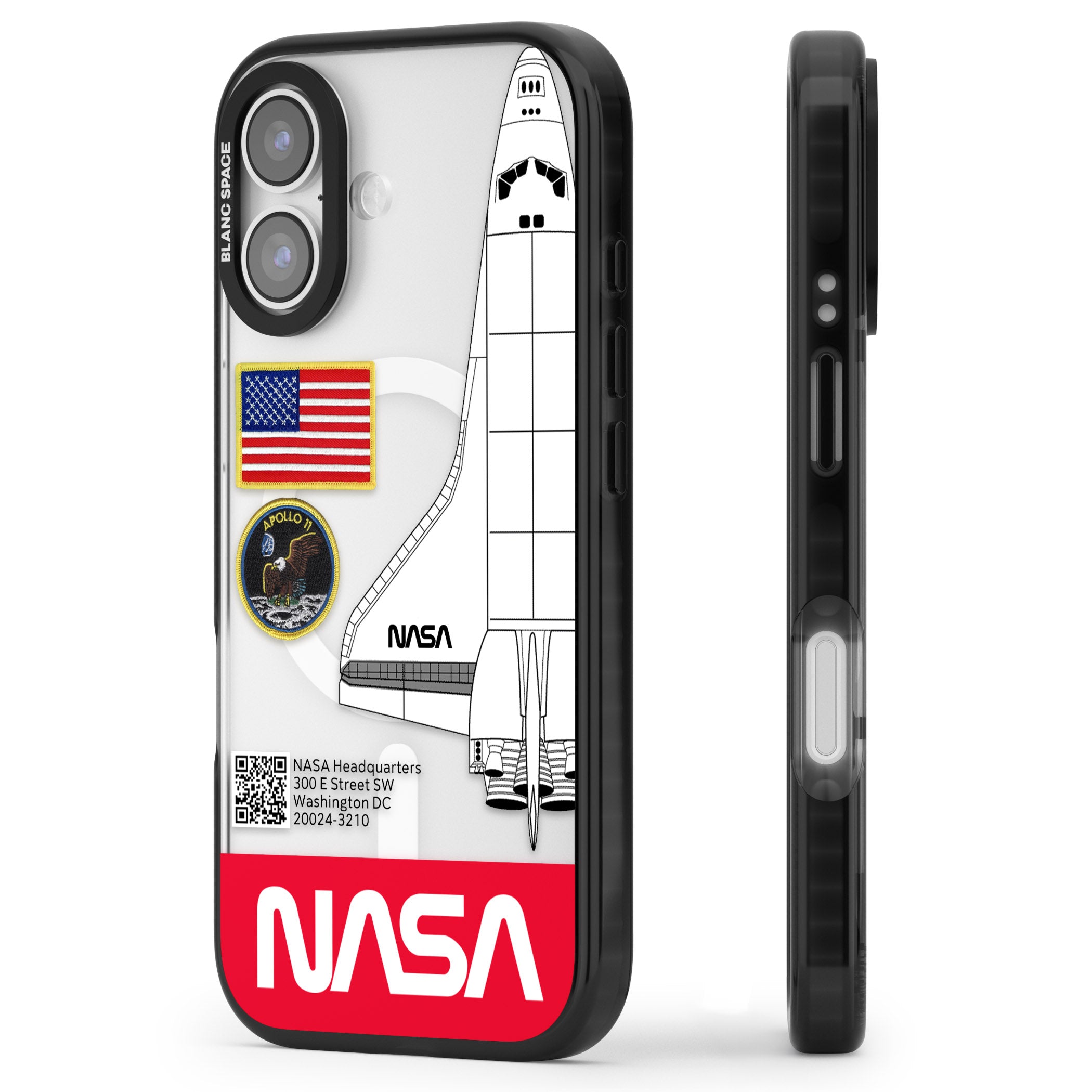 Nasa Apollo 11 iPhone 17 Impact Pro Black Phone Case Side Profile