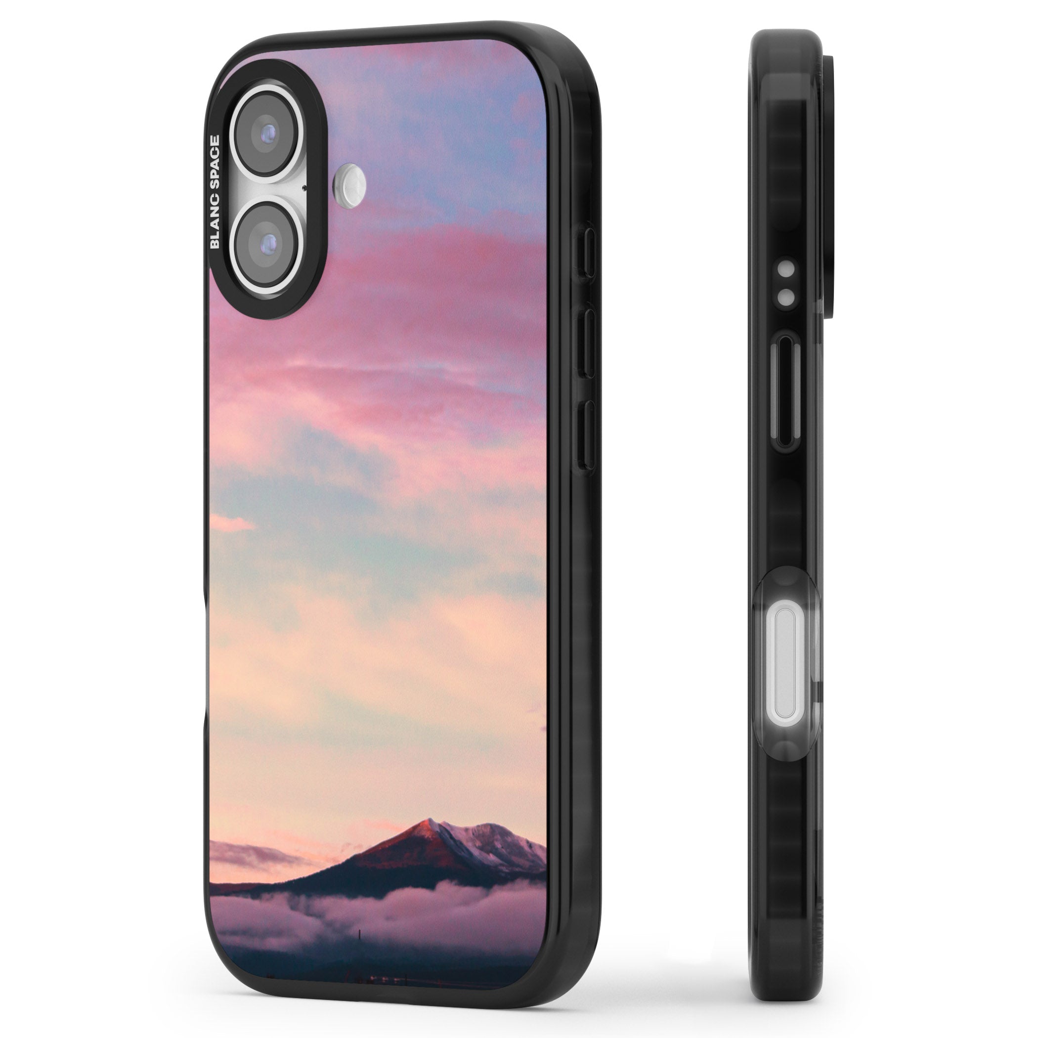 Pastel Mountain Sunset iPhone 17 Impact Pro Black Phone Case Side Profile