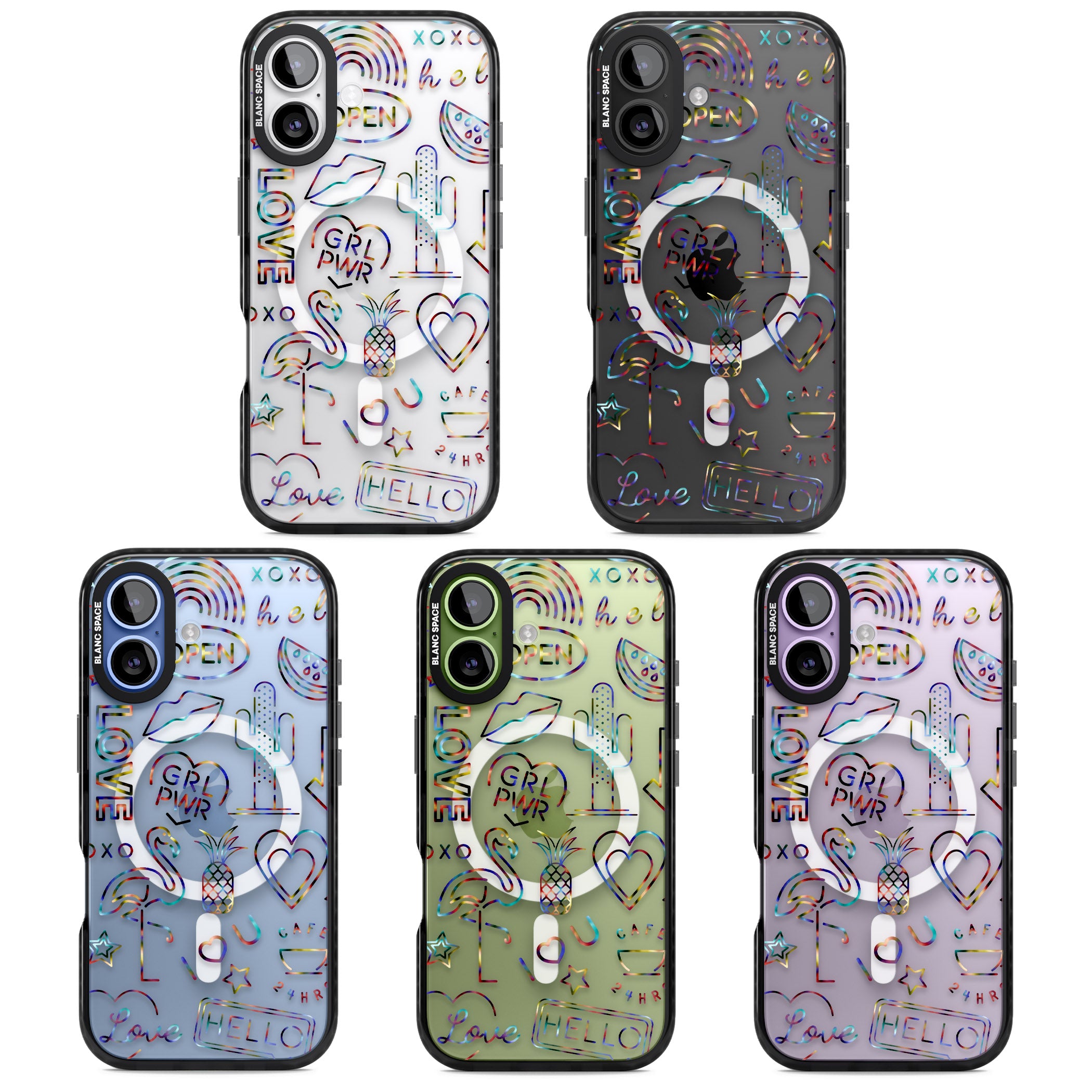 Funky Nebula Neon Sign iPhone 17 Impact Pro Black Phone Case APT Impact Protection